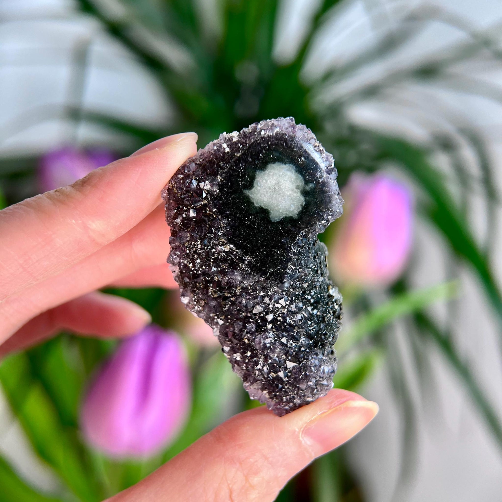 Grade A Natural Amethyst Flower Stalactite from Uruguay – Unique Formation, High-Energy Healing Crystal - US70, 32g