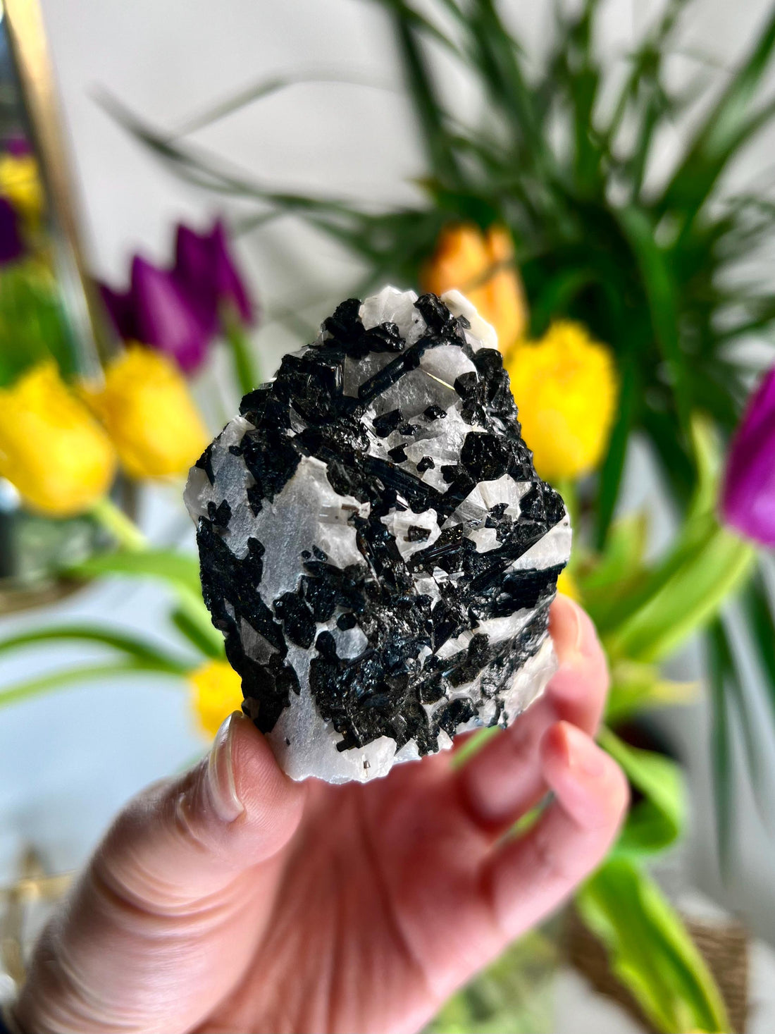 Grade A Black Tourmaline in Quartz – Powerful Energy Shield, Protection & Clarity Stone, from Araçuaí, Brazil BQ01 133g
