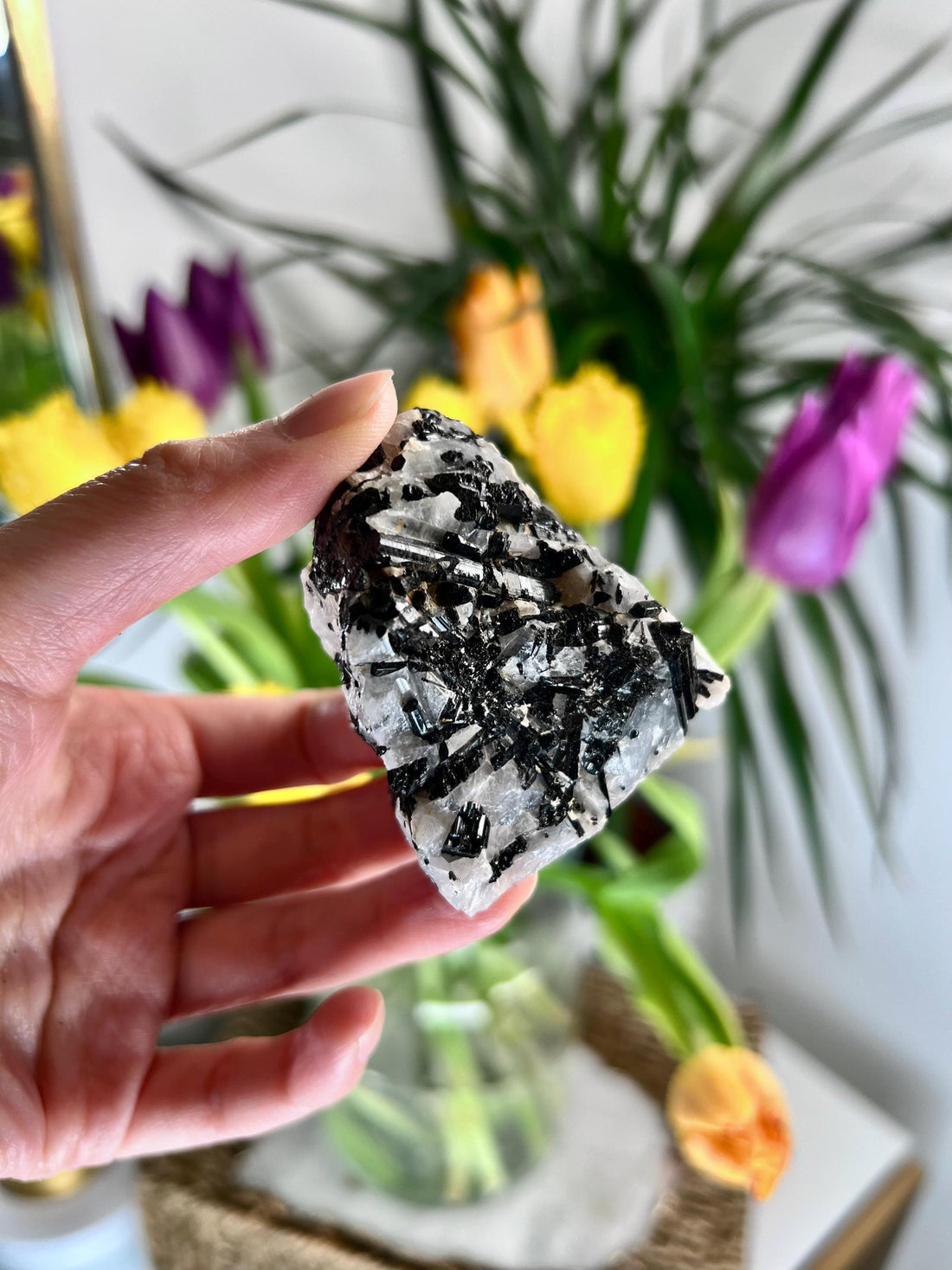 Grade A Black Tourmaline in Quartz – Powerful Energy Shield, Protection & Clarity Stone, from Araçuaí, Brazil BQ03 145g