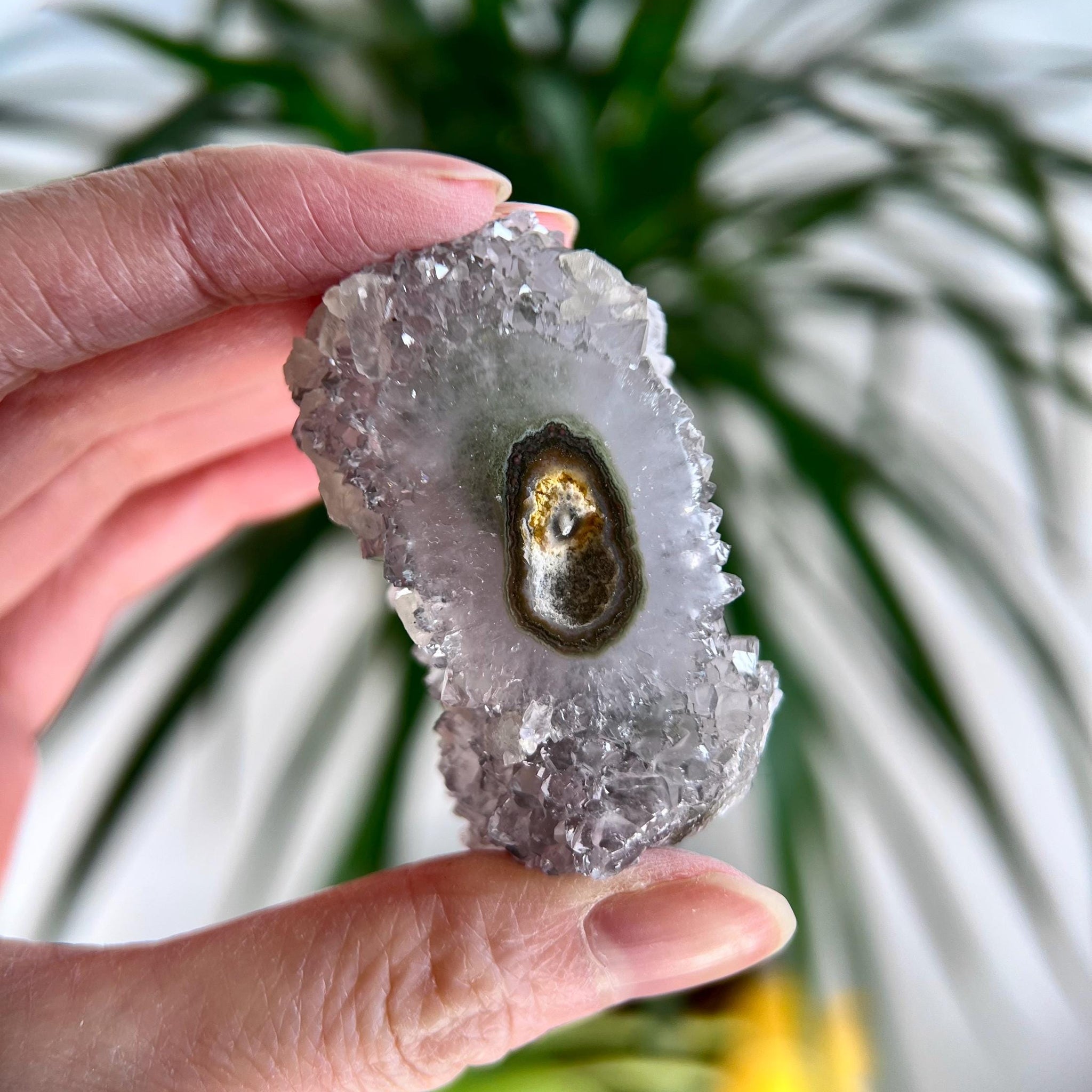 Grade A Natural Stalactite Druzy with Calcite Crystal– Heart, Root, and Third Eye Chakra Healing, US55, 65g