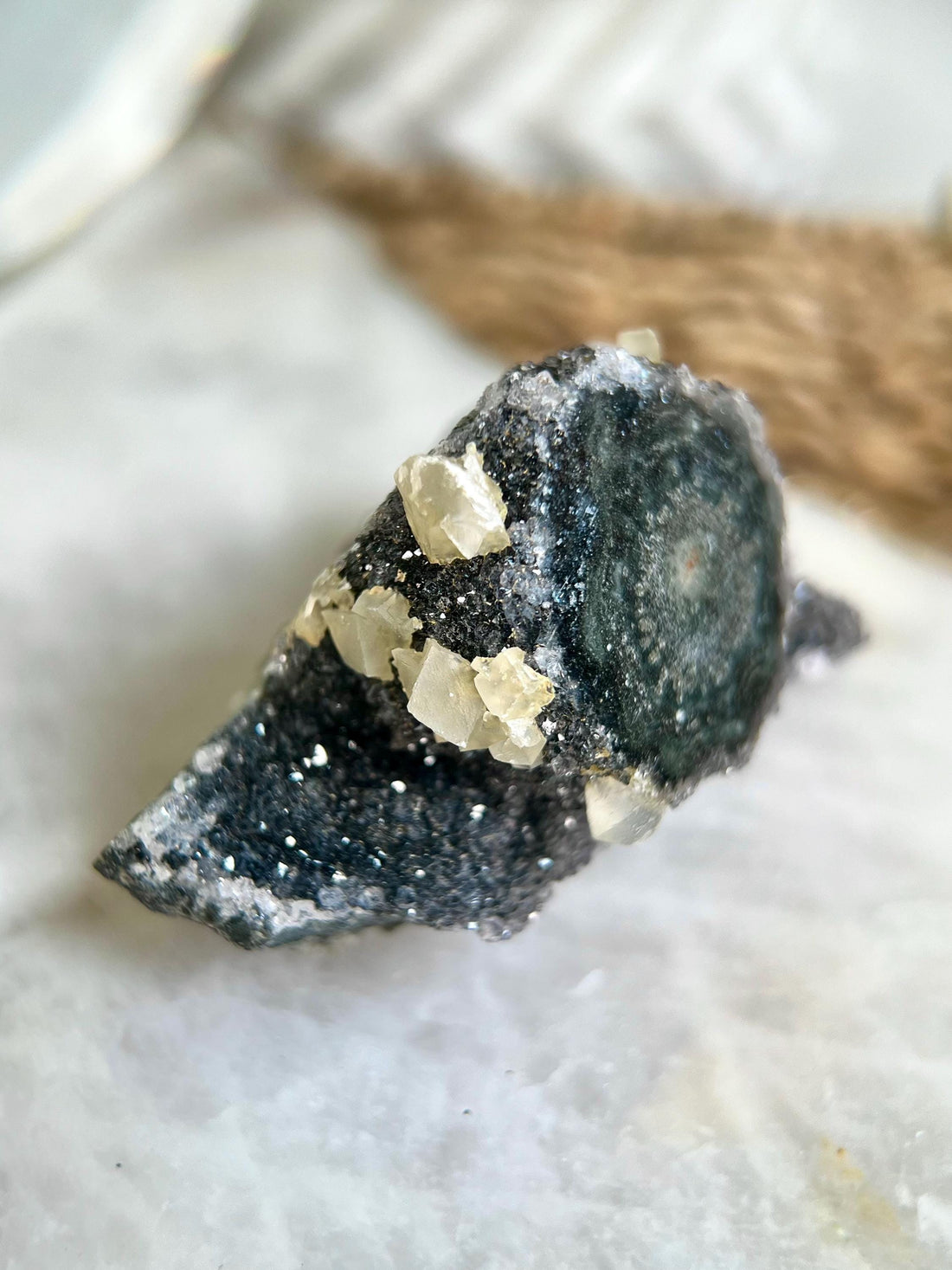 Grade A Natural Uruguay Amethyst Stalactite with Calcites  – Unique Formation, High-Energy Healing Crystal - US58, 86g