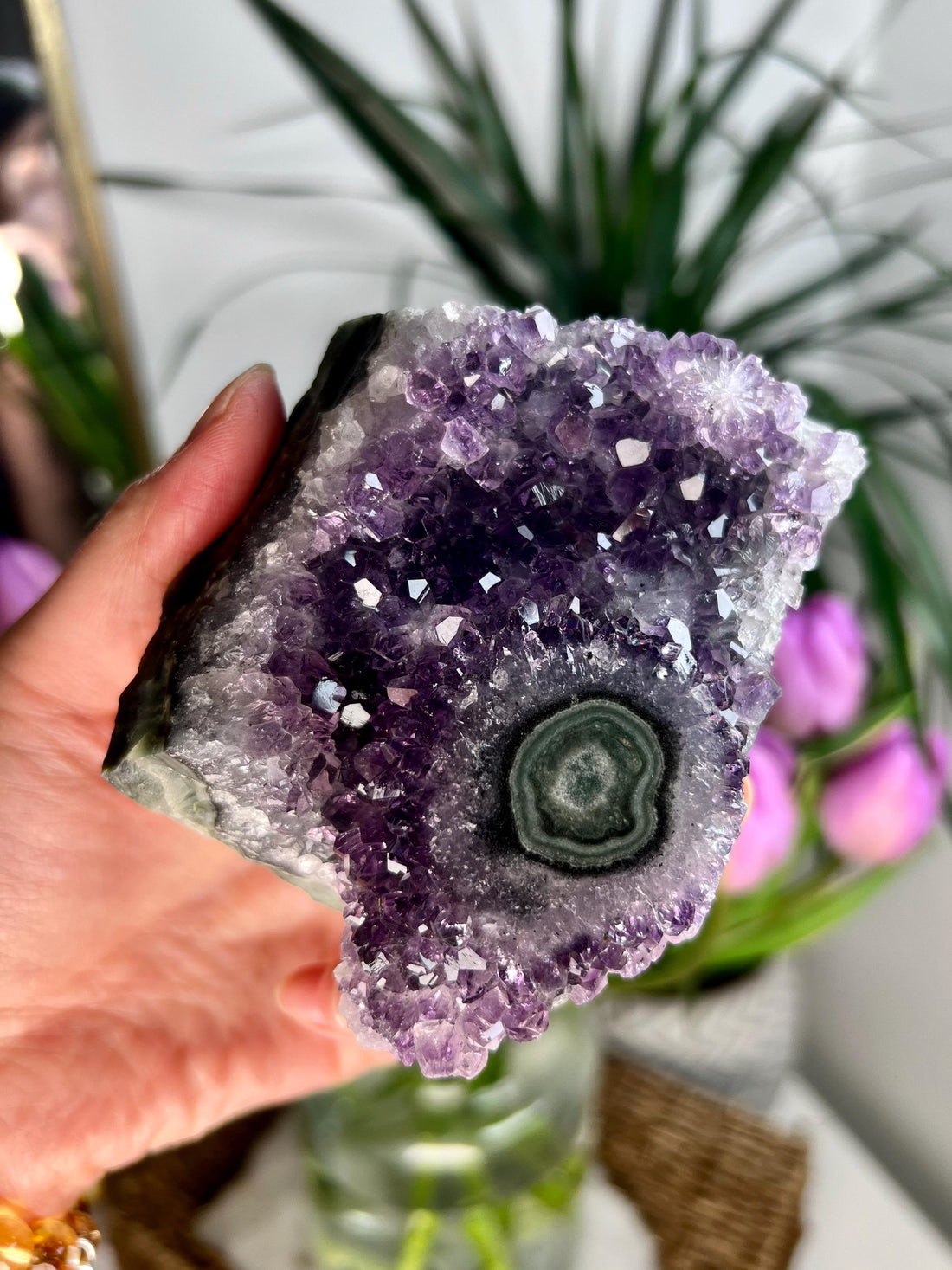 Grade AA Natural Amethyst Flower Stalactite Eye from Uruguay – Unique Formation, High-Energy Healing Crystal - US61, 459g