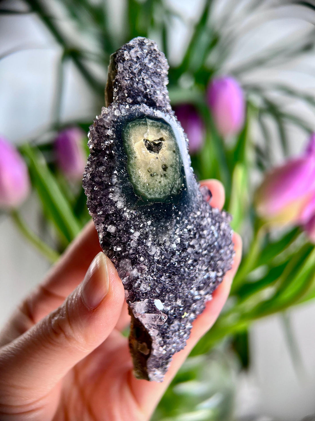 Grade A Natural Amethyst Flower Stalactite from Uruguay – Unique Formation, High-Energy Healing Crystal - US66, 125g