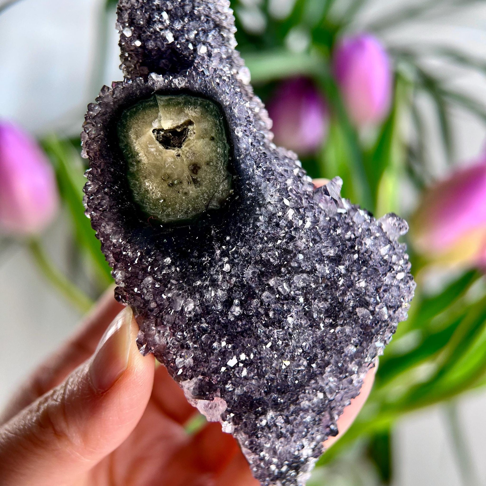 Grade A Natural Amethyst Flower Stalactite from Uruguay – Unique Formation, High-Energy Healing Crystal - US66, 125g