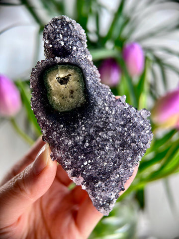 Grade A Natural Amethyst Flower Stalactite from Uruguay – Unique Formation, High-Energy Healing Crystal - US66, 125g