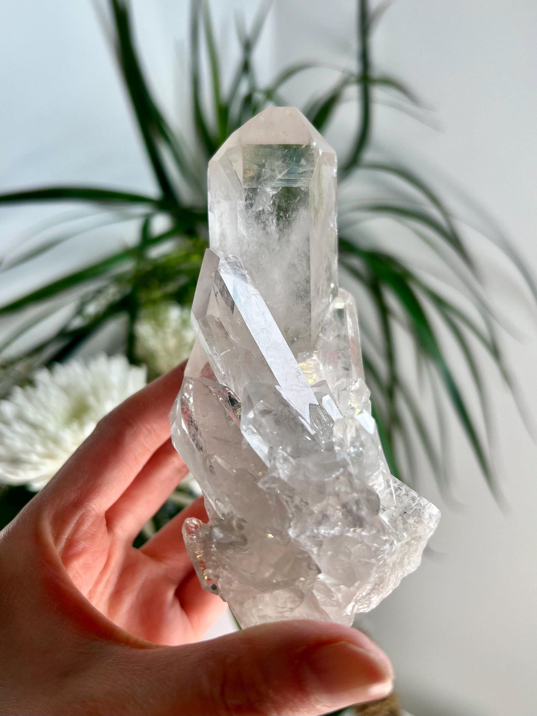 Grade AA Natural Clear Quartz Cluster with Rainbows, from Diamantina, 385g, CC07