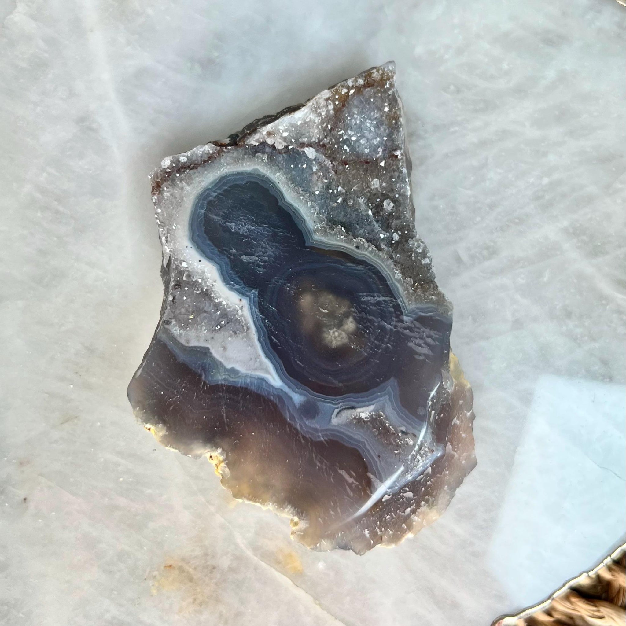 Grade A Natural Agate Druzy Stalactite – Crystal Flower Formation, Rare Uruguay Specimen for Heart Healing & Energy Balance – US97, 180g