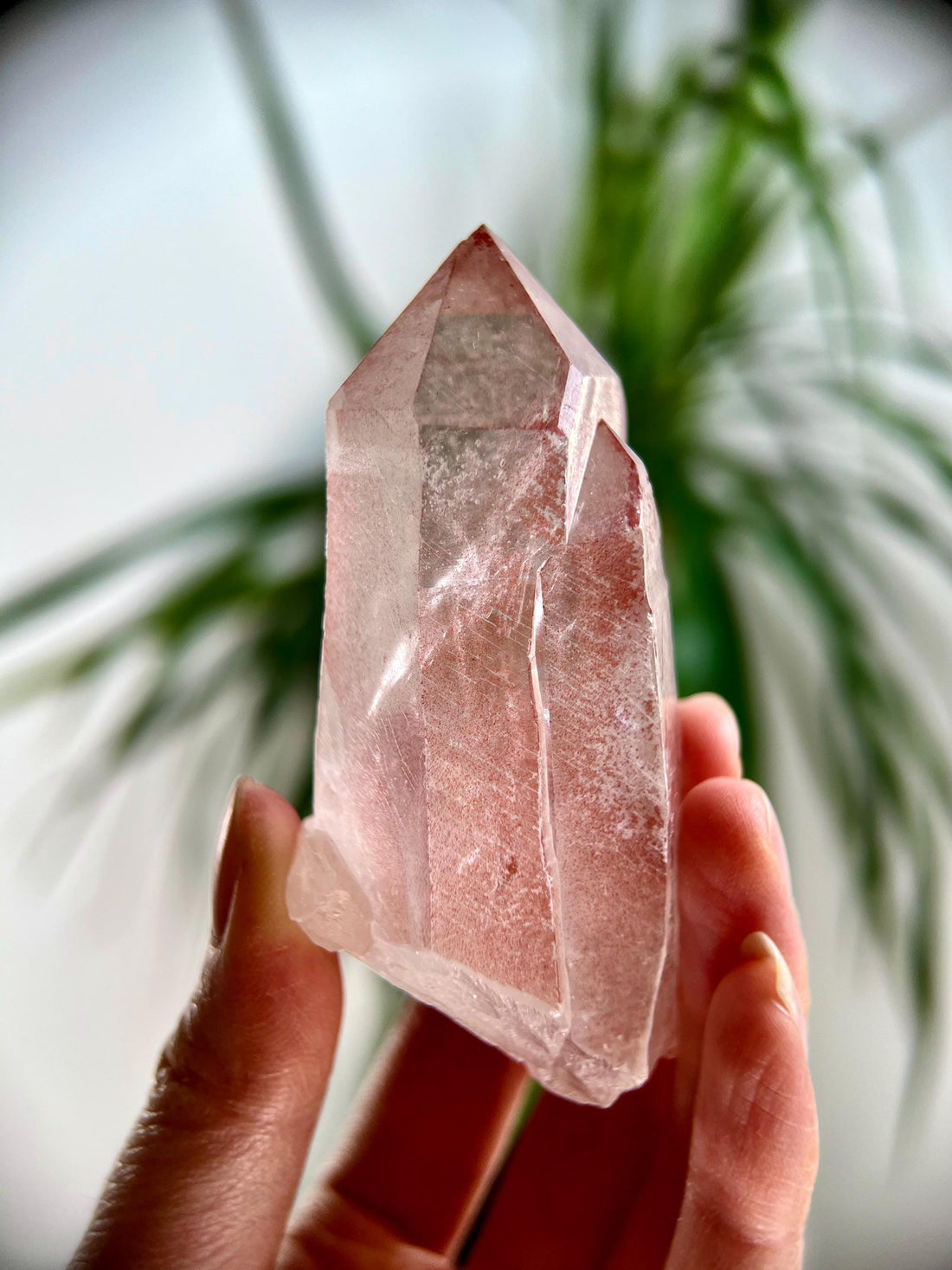 Grade AAA 100% Natural Pink Lemurian Quartz Point with Rainbow–Heart-Activating Love,Wisdom & Divine Connection,from Diamantina - PL06, 117g
