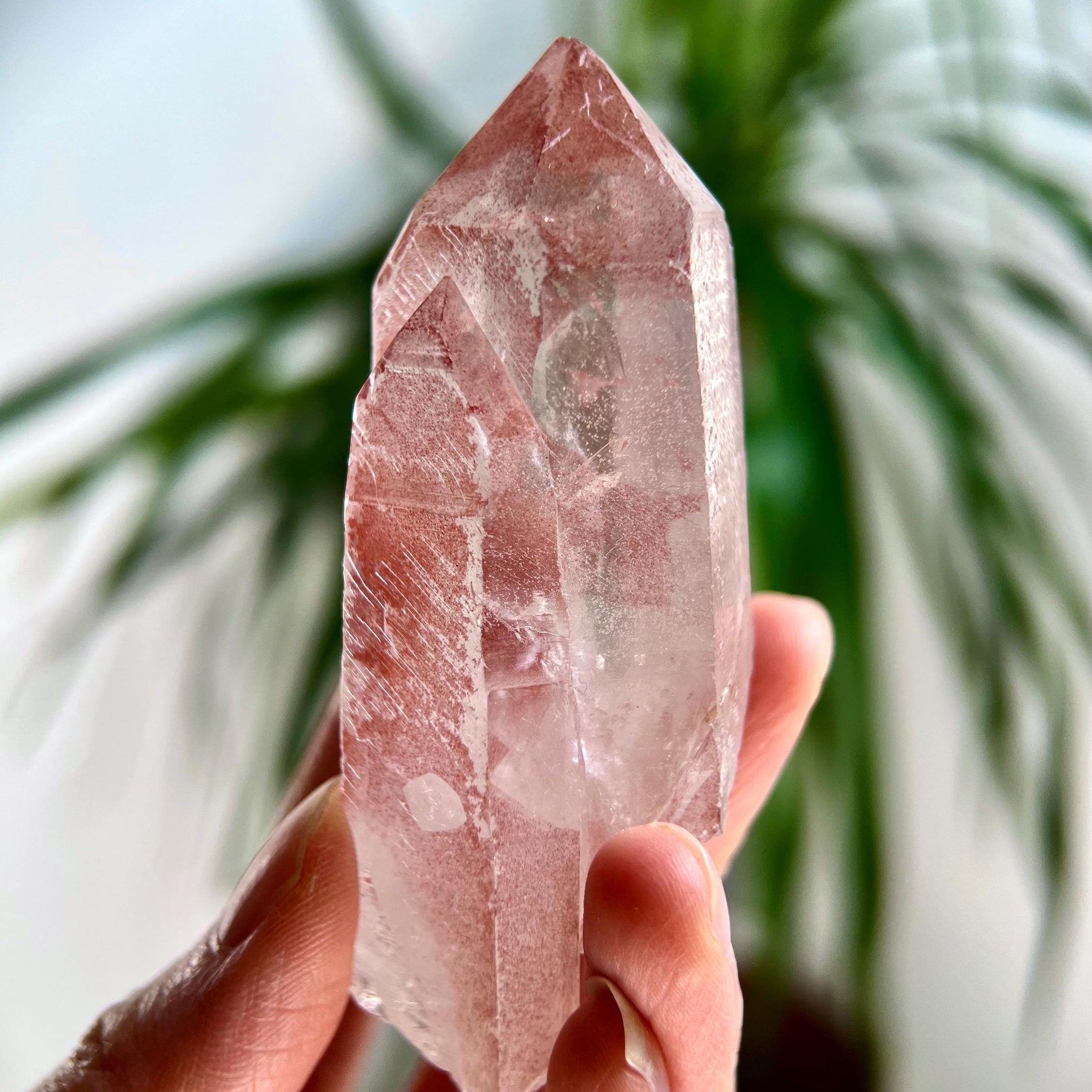 Grade AAA 100% Natural Pink Lemurian Quartz Point with Rainbow–Heart-Activating Love,Wisdom & Divine Connection,from Diamantina - PL06, 117g