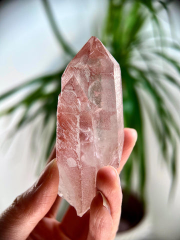 Grade AAA 100% Natural Pink Lemurian Quartz Point with Rainbow–Heart-Activating Love,Wisdom & Divine Connection,from Diamantina - PL06, 117g