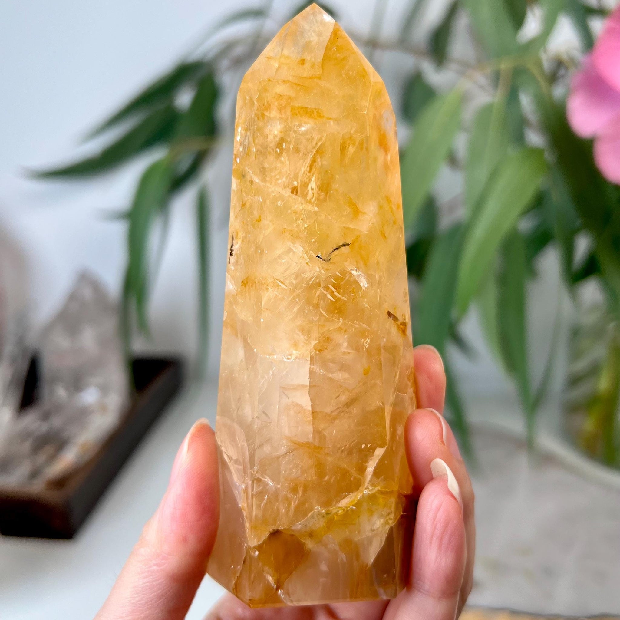 Grade AA Golden Healer Tower - Natural Hematoid Quartz for Ultimate Healing, Abundance, and High Energy Frequency GHC32, 239g
