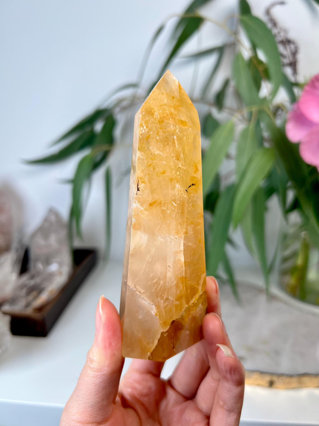 Grade AA Golden Healer Tower - Natural Hematoid Quartz for Ultimate Healing, Abundance, and High Energy Frequency GHC32, 239g