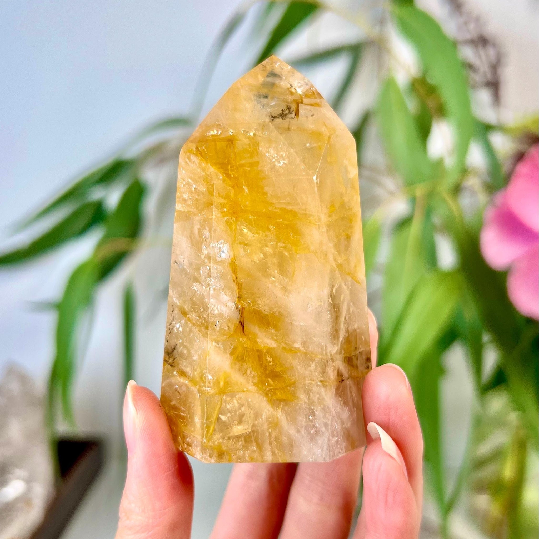 Grade AA+ Golden Healer Tower - Natural Hematoid Quartz for Ultimate Healing, Abundance, and High Energy Frequency GHC35, 175g