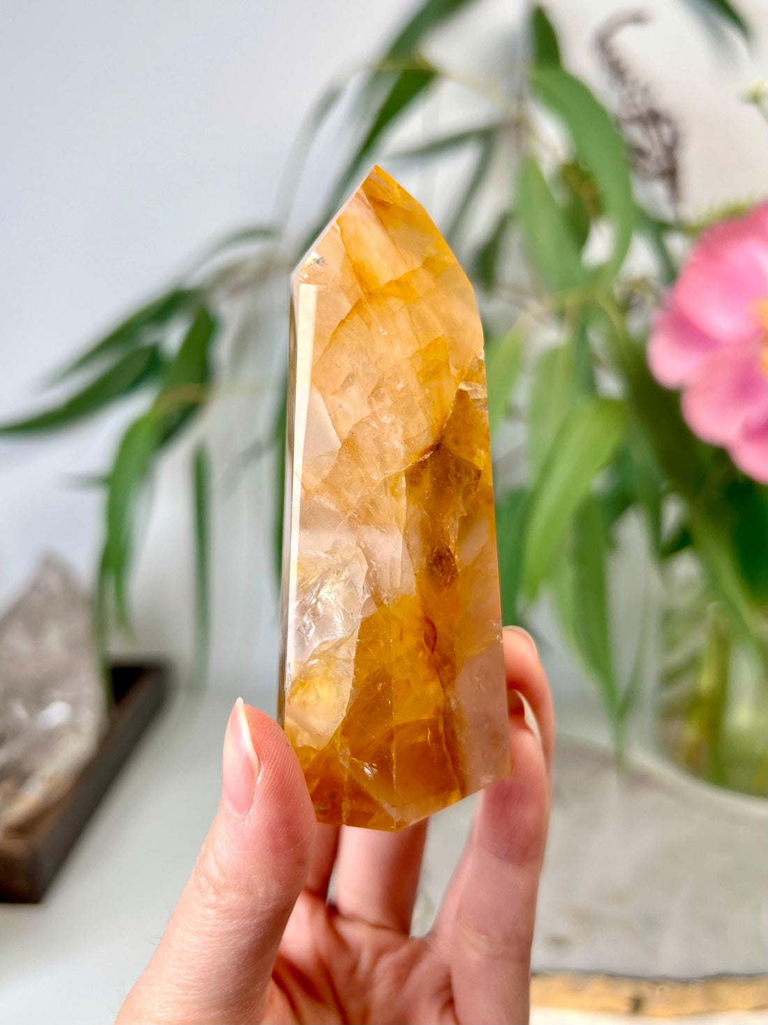 Grade AAA Golden Healer Tower - Natural Hematoid Quartz for Ultimate Healing, Abundance, and High Energy Frequency GHC36, 186g