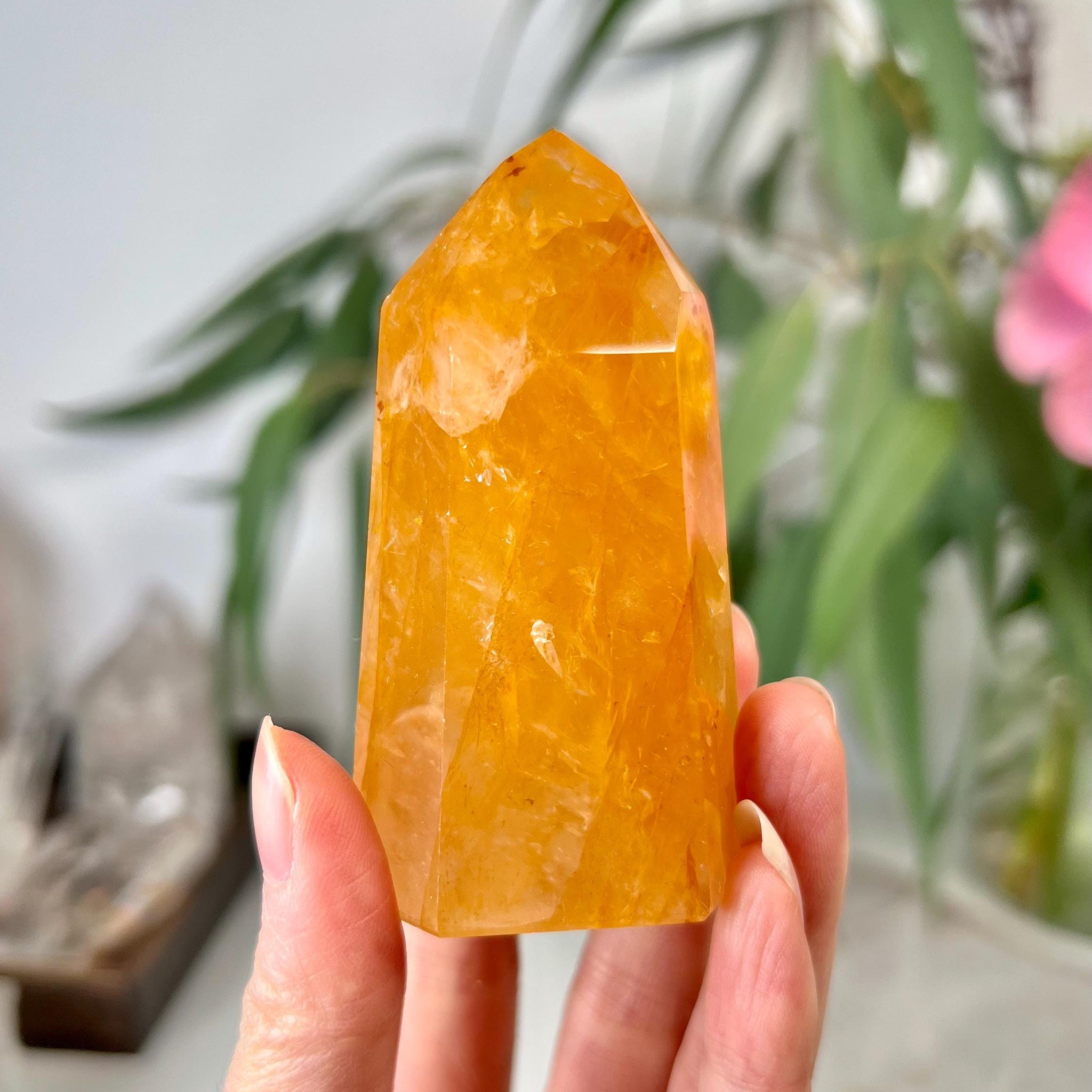 Grade AAA Golden Healer Tower - Natural Hematoid Quartz for Ultimate Healing, Abundance, and High Energy Frequency GHC38, 132g