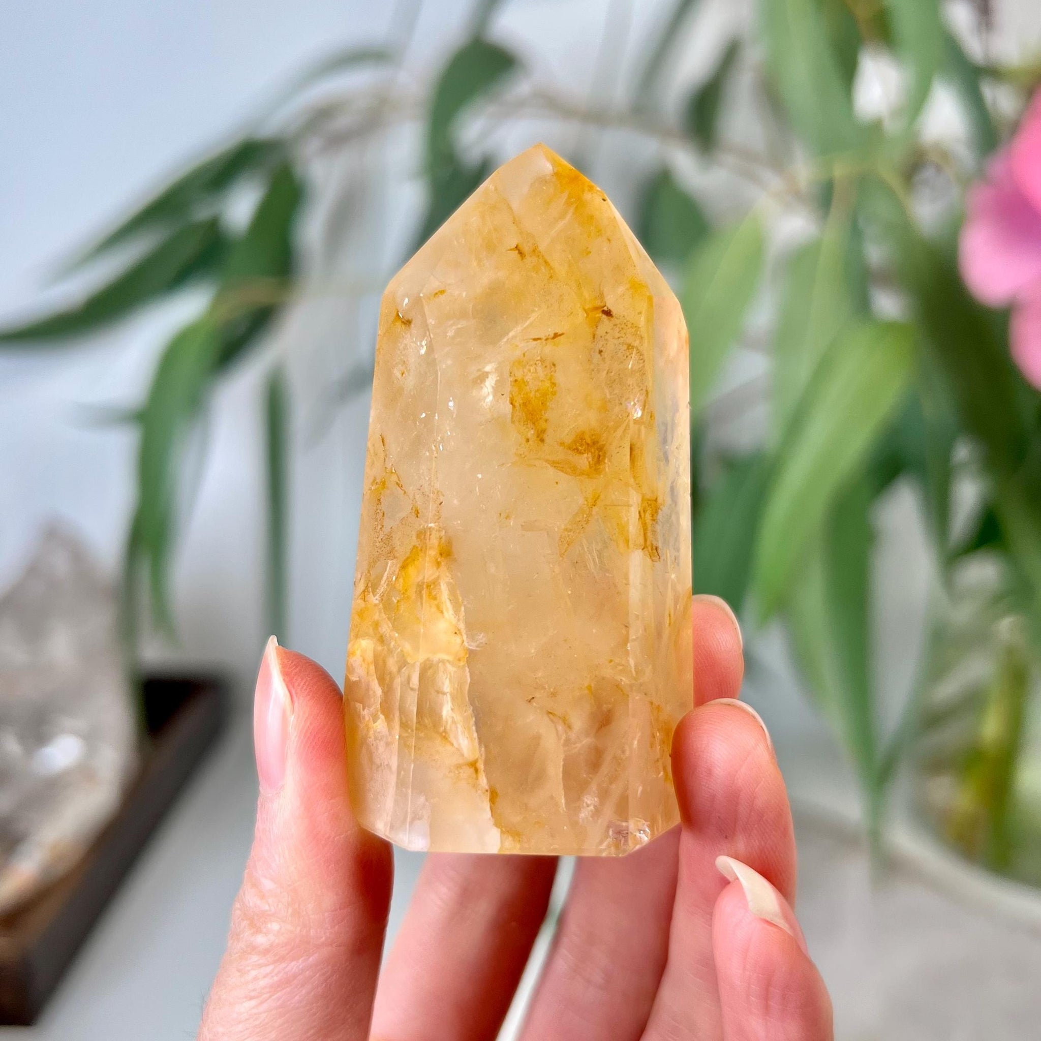 Grade AAA Golden Healer Tower - Natural Hematoid Quartz for Ultimate Healing, Abundance, and High Energy Frequency GHC41, 99g