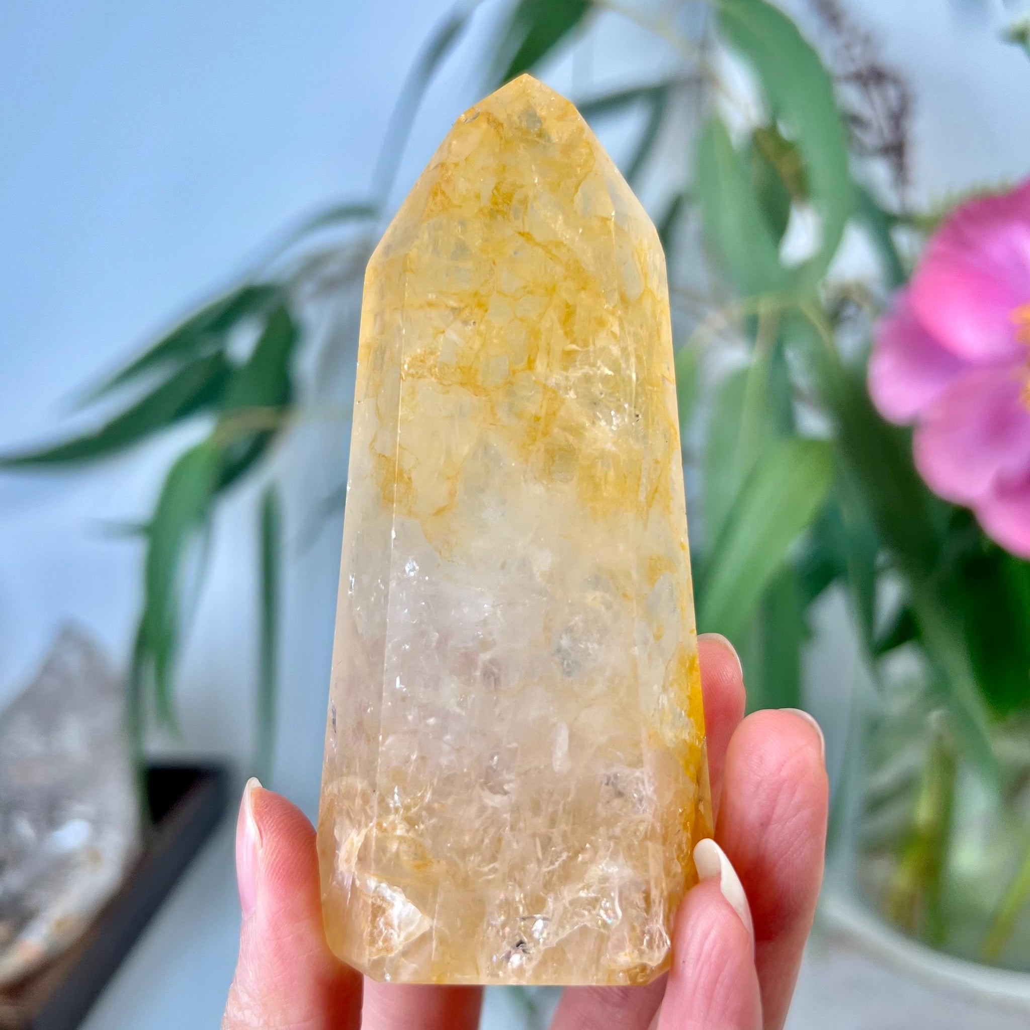 Grade AAA Golden Healer Tower - Natural Hematoid Quartz for Ultimate Healing, Abundance, and High Energy Frequency GHC42, 203g