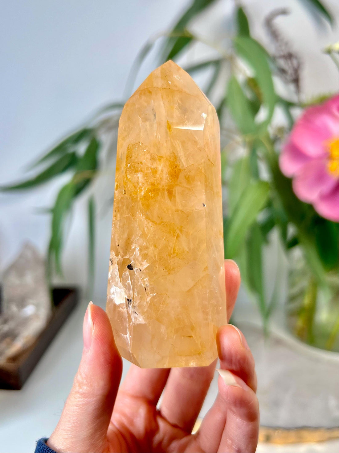 Grade AA Golden Healer Tower - Natural Hematoid Quartz for Ultimate Healing, Abundance, and High Energy Frequency GHC43, 203g