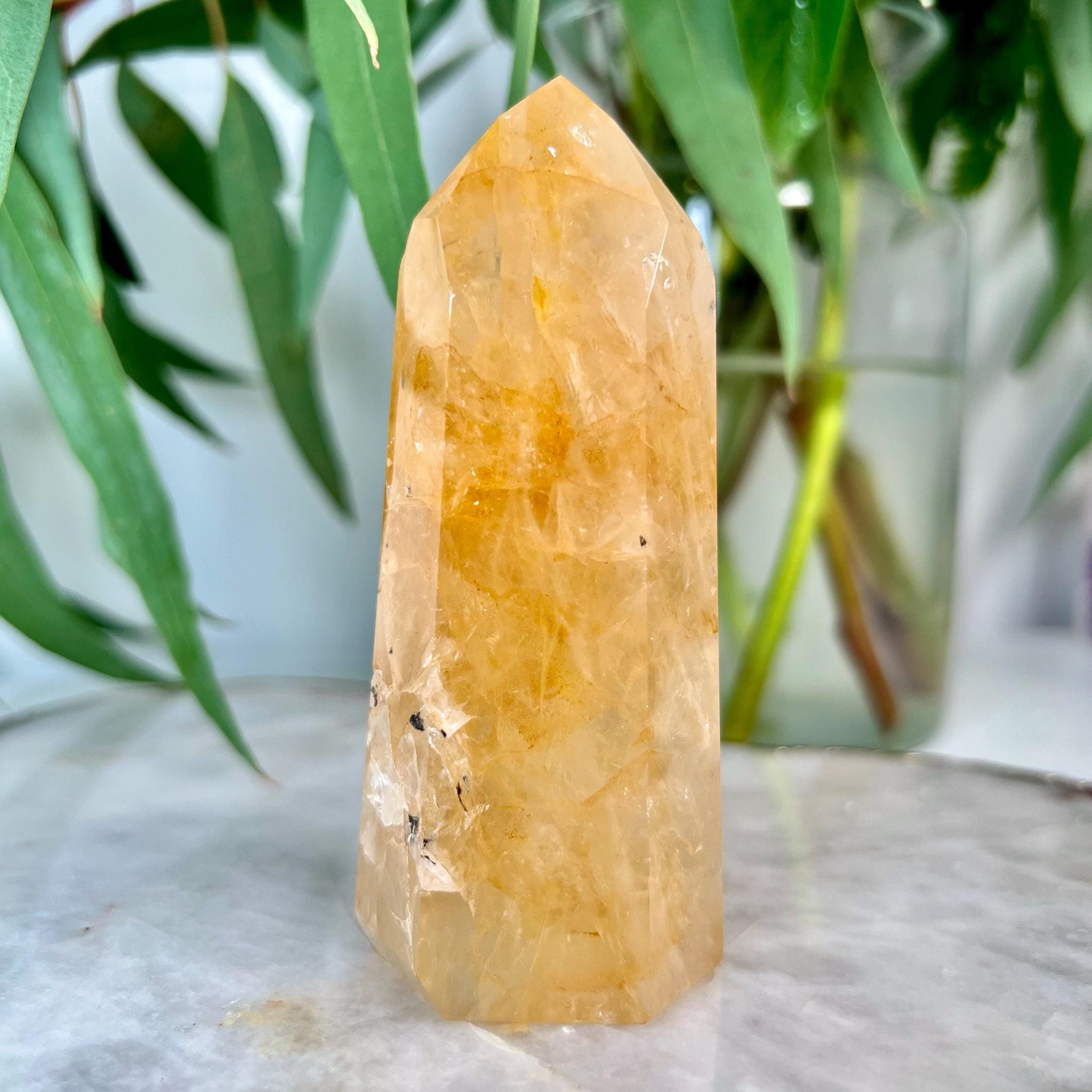 Grade AA Golden Healer Tower - Natural Hematoid Quartz for Ultimate Healing, Abundance, and High Energy Frequency GHC43, 203g