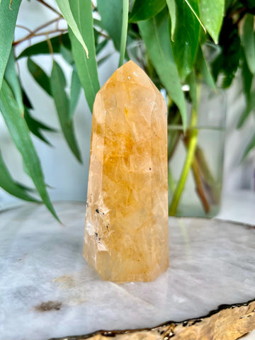 Grade AA Golden Healer Tower - Natural Hematoid Quartz for Ultimate Healing, Abundance, and High Energy Frequency GHC43, 203g