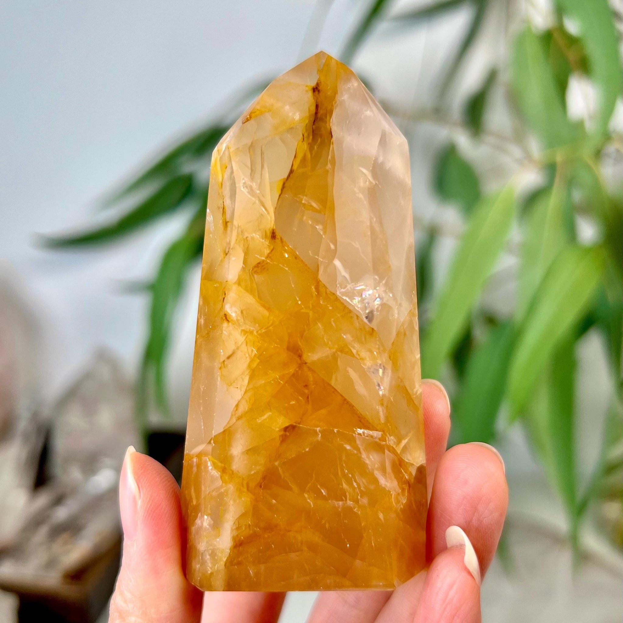 Grade AA+ Golden Healer Tower - Natural Hematoid Quartz for Ultimate Healing, Abundance, and High Energy Frequency GHC45, 142g