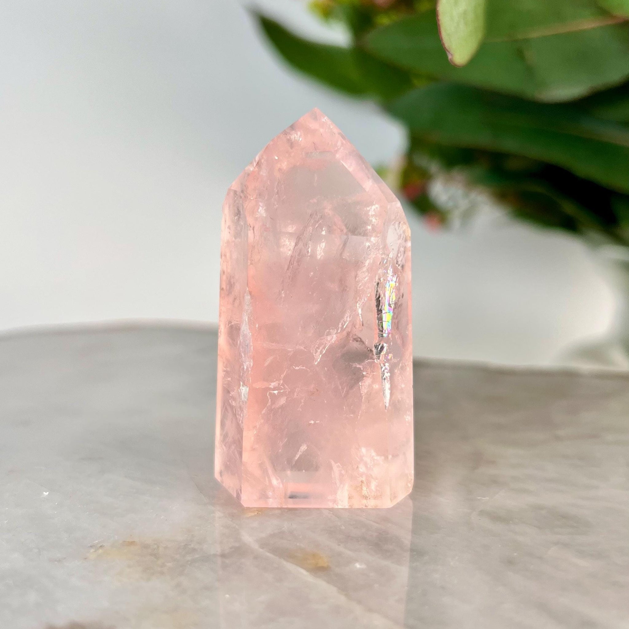 Grade AA+ Natural Rose Quartz Tower with Rainbow – Emotional Healing & Self-Love Crystal, from Bahia, Brazil RC04, 67g