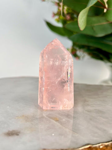 Grade AA+ Natural Rose Quartz Tower with Rainbow – Emotional Healing & Self-Love Crystal, from Bahia, Brazil RC04, 67g