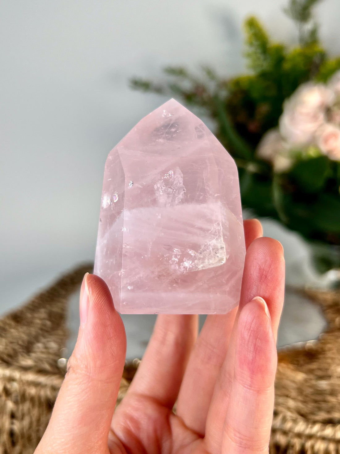 Grade AA Natural Rose Quartz Tower – Emotional Healing & Self-Love Crystal, from Bahia, Brazil RC10, 149g