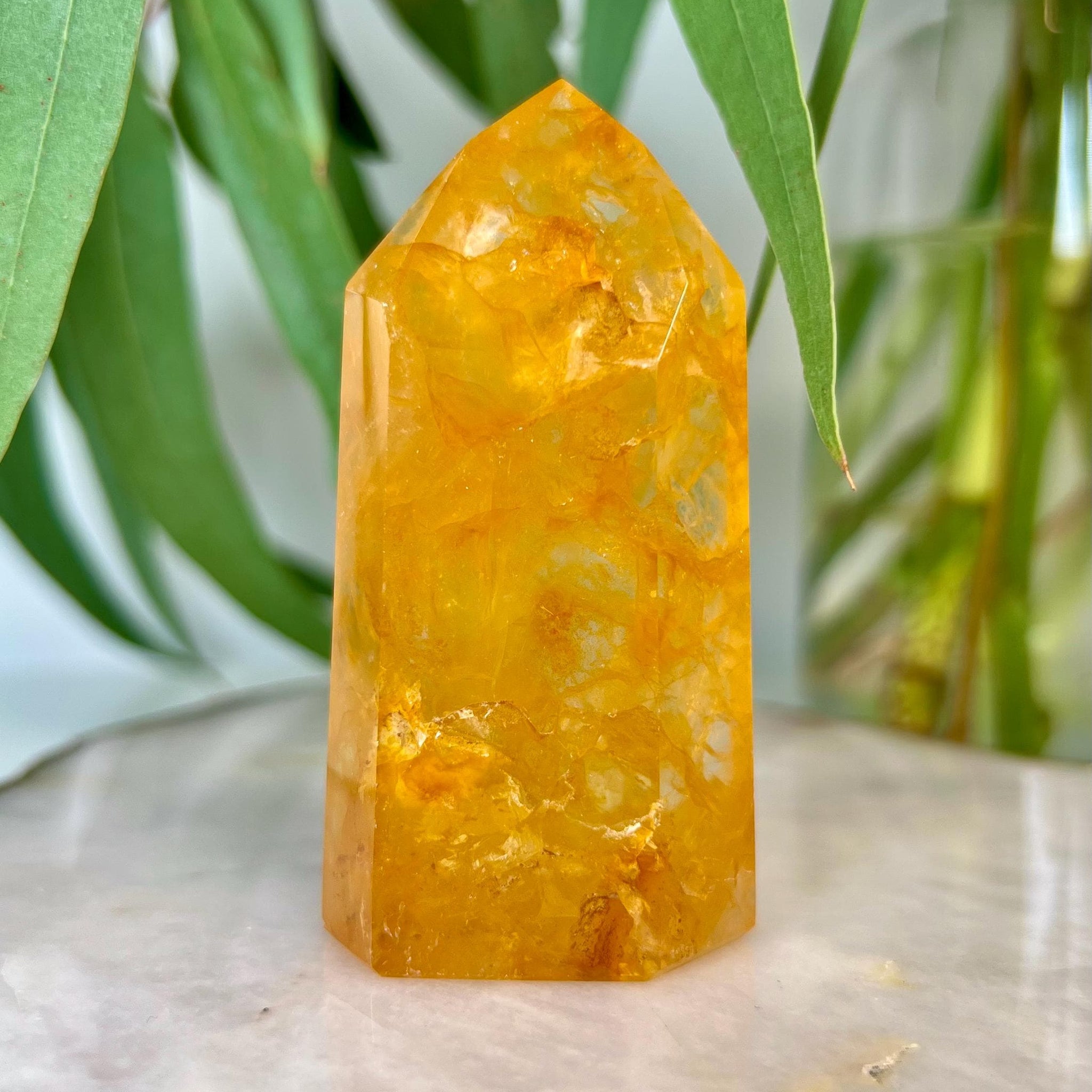 Grade AAA Golden Healer Tower - Natural Hematoid Quartz for Ultimate Healing, Abundance, and High Energy Frequency GHC22, 143g
