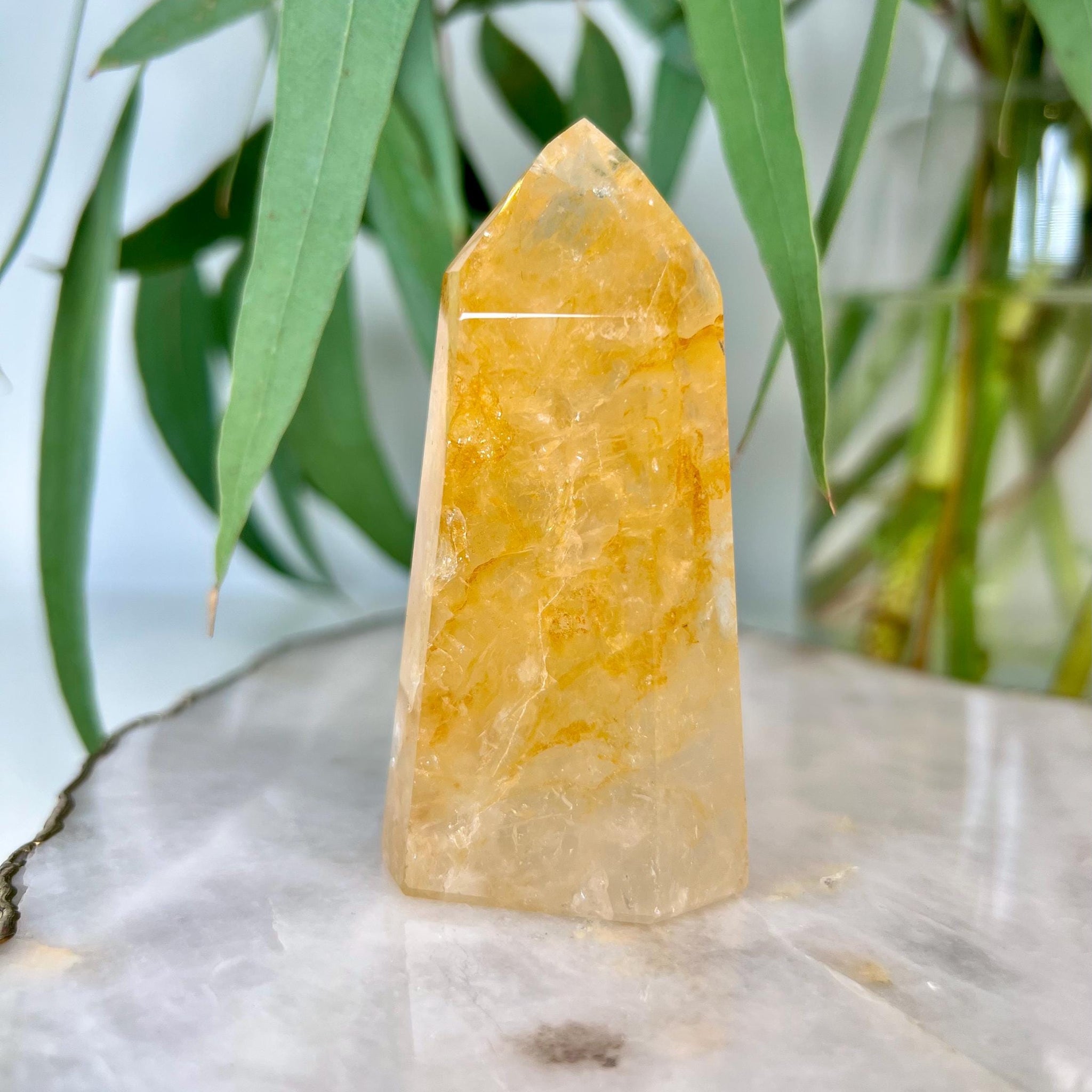 Grade AAA Golden Healer Tower - Natural Hematoid Quartz for Ultimate Healing, Abundance, and High Energy Frequency GHC33, 133g