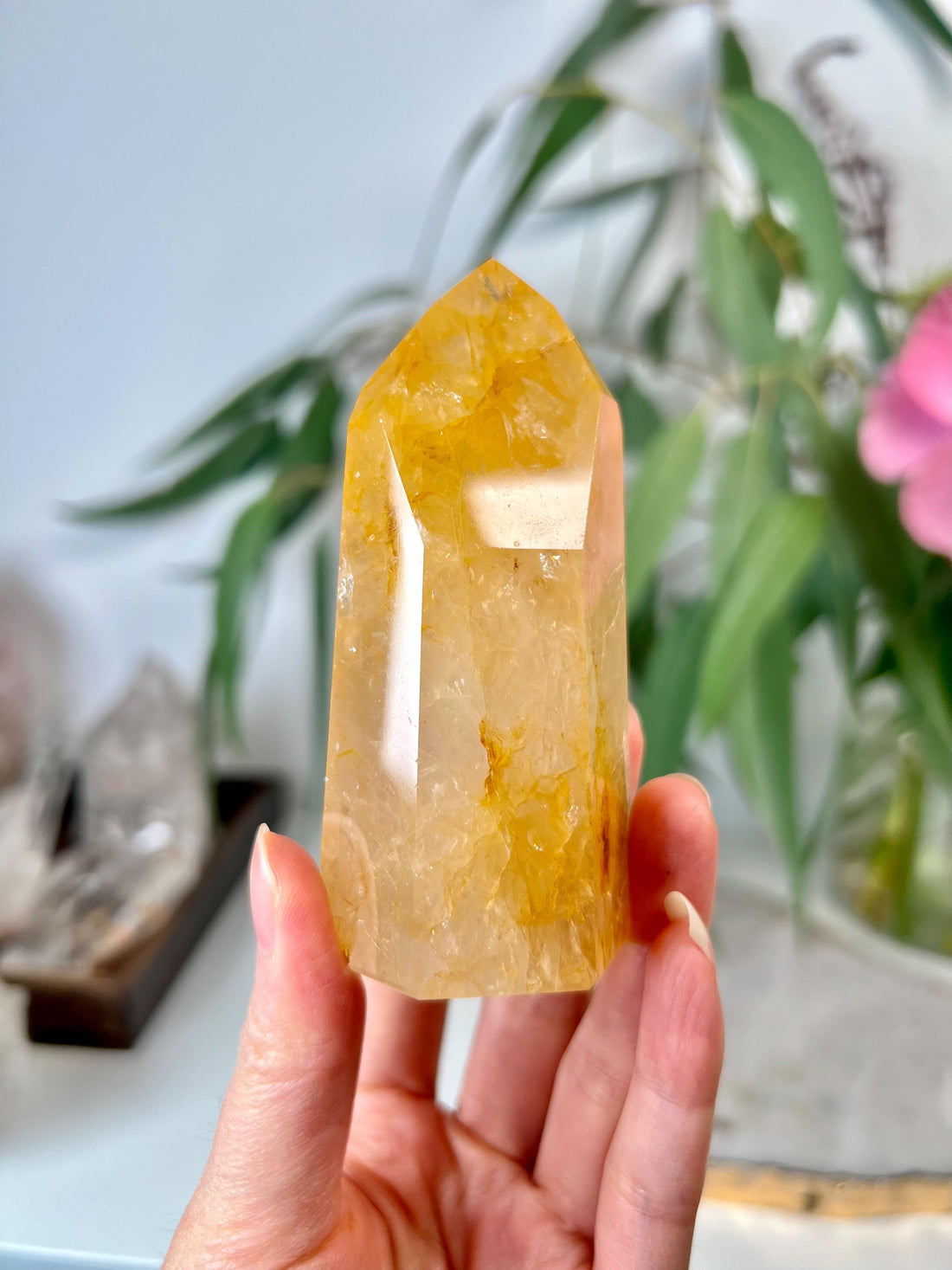 Grade AA Golden Healer Tower - Natural Hematoid Quartz for Ultimate Healing, Abundance, and High Energy Frequency GHC39, 192g