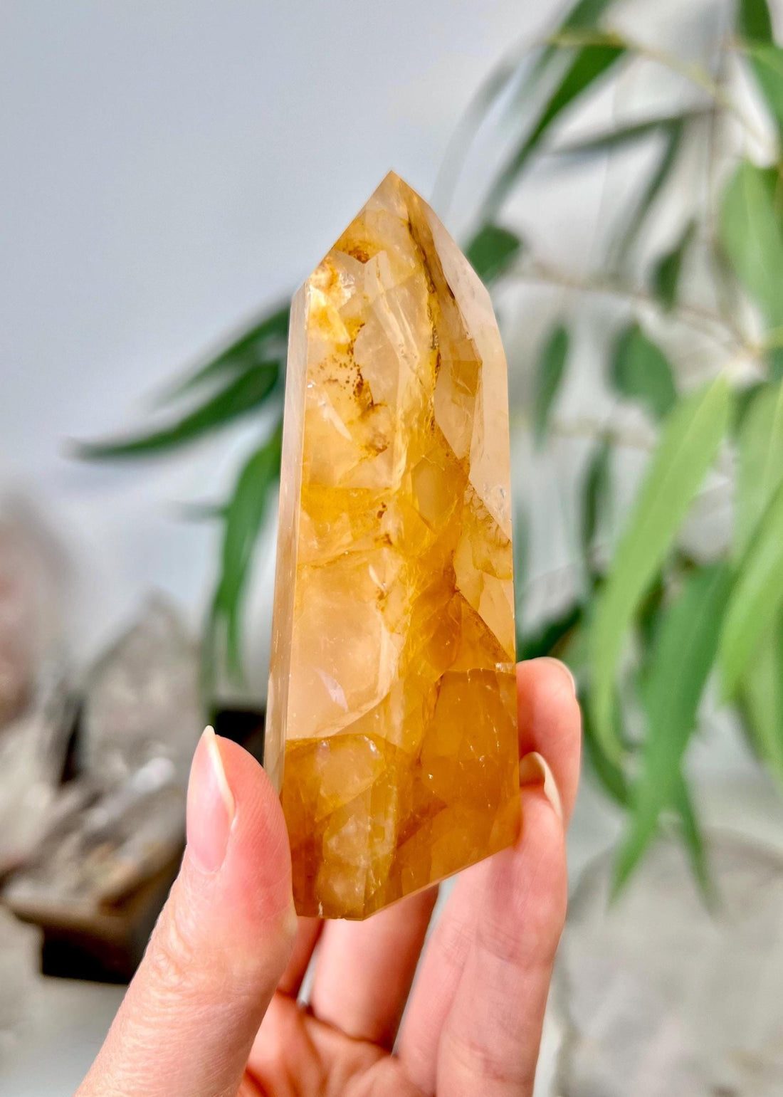 Grade AA+ Golden Healer Tower - Natural Hematoid Quartz for Ultimate Healing, Abundance, and High Energy Frequency GHC45, 142g