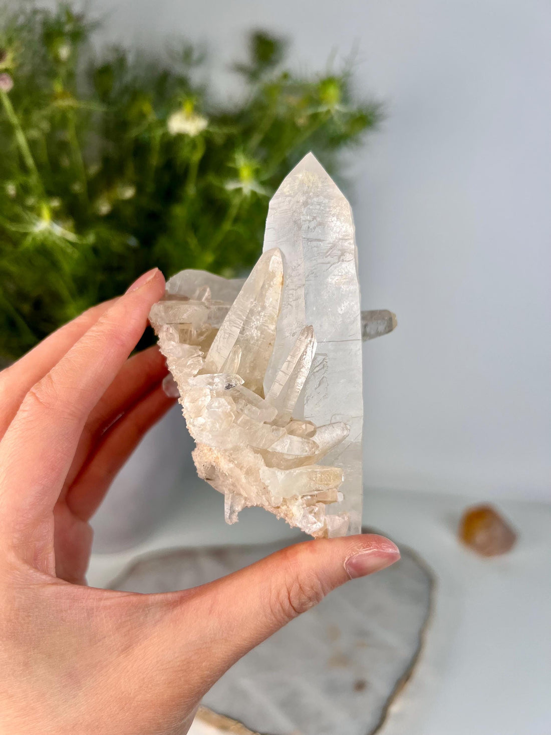 Grade A+ Natural Quartz Cluster with Inclusions from Diamantina, Brazil | with Iron and Black Rutile | QL02, 234g