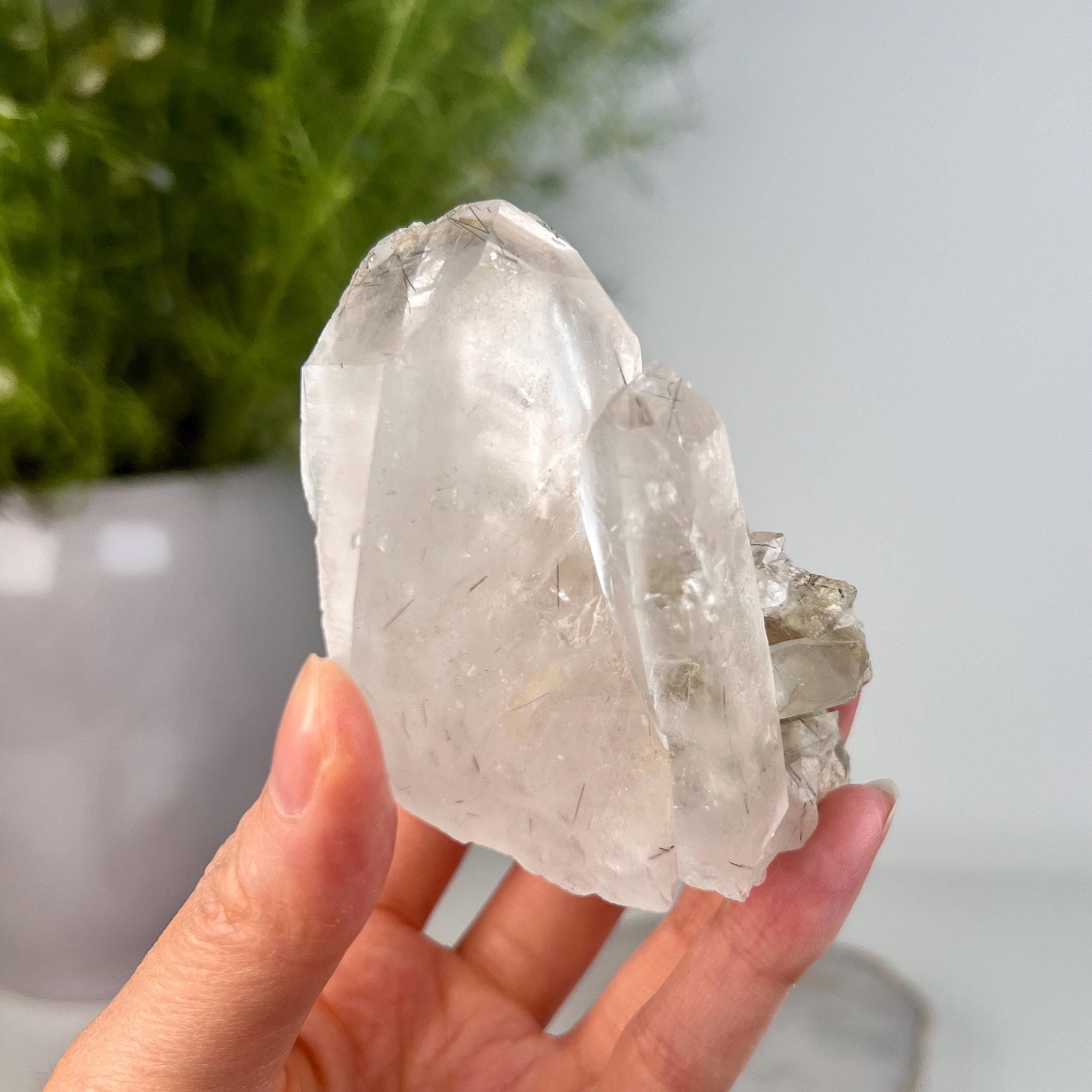 Grade A+ Natural Quartz Cluster with Inclusions from Diamantina, Brazil | Lodolite • Iron • Black Rutile | QL10, 146g