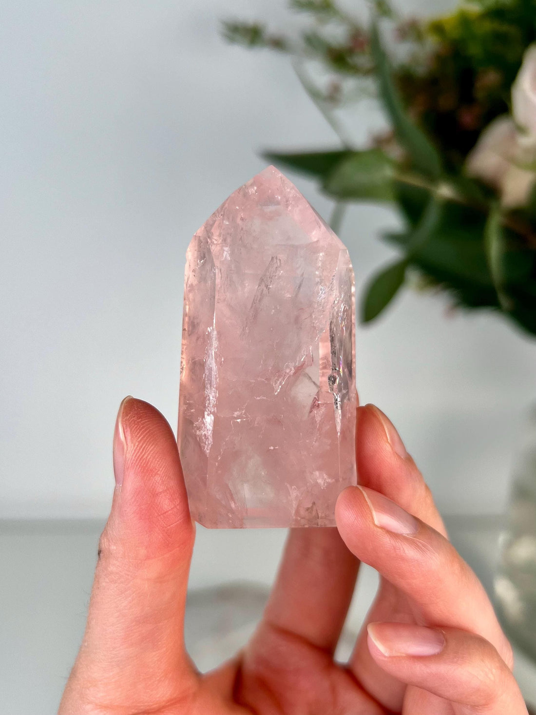 Grade AA+ Natural Rose Quartz Tower with Rainbow – Emotional Healing & Self-Love Crystal, from Bahia, Brazil RC04, 67g