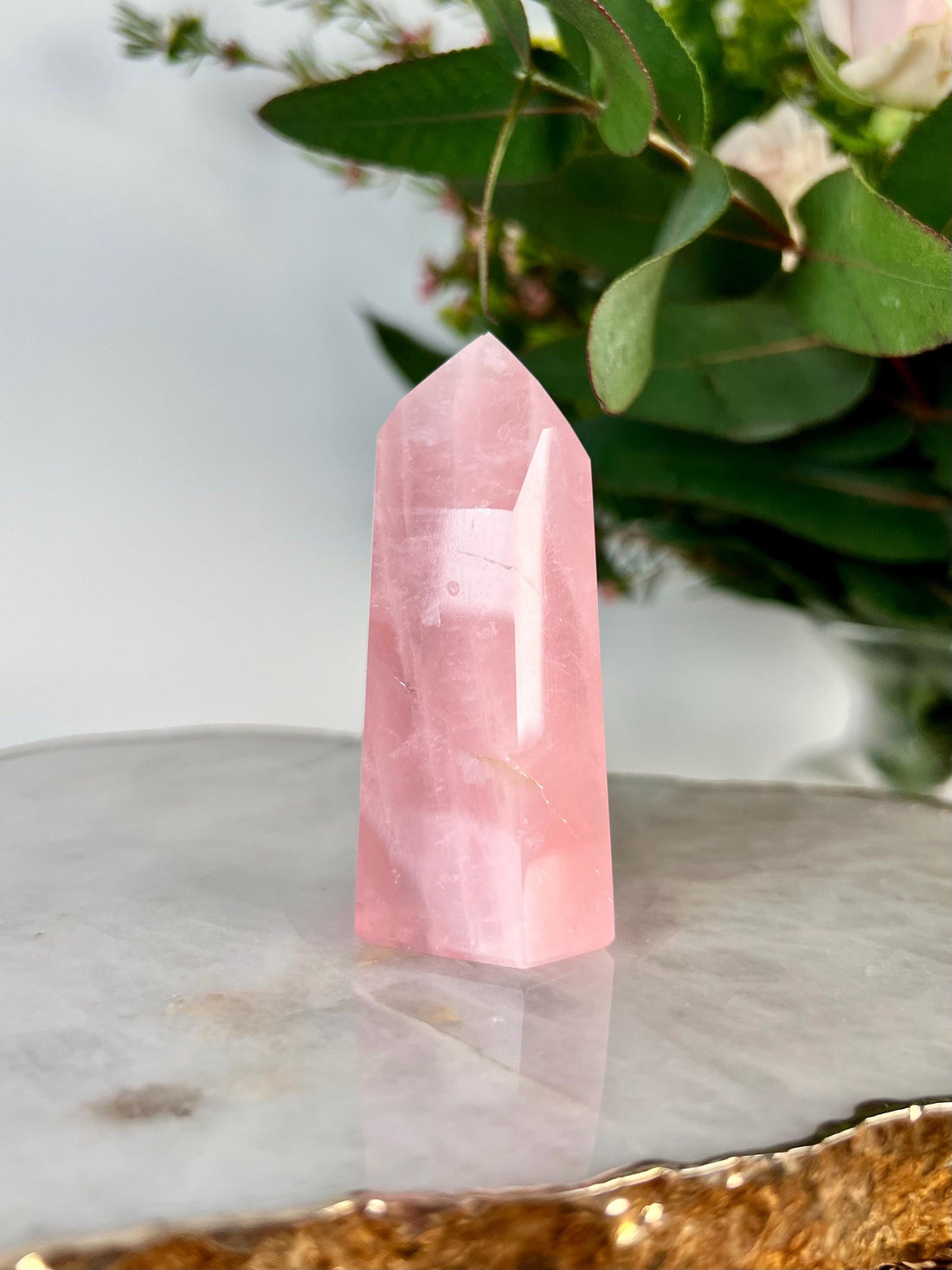Grade AA Natural Rose Quartz Tower – Emotional Healing & Self-Love Crystal, from Bahia, Brazil RC09, 107g, Discounted for minor imperfection