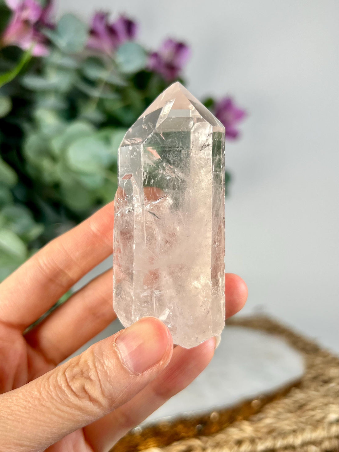 Grade AA Natural Clear Quartz Point with Dolphin Point formation - Unpolished QPC13, 105g