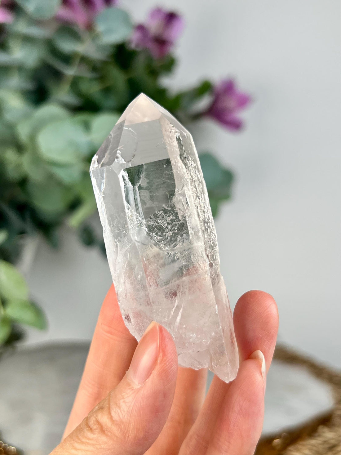 Grade AA Natural Etched Clear Quartz Point - Self-Healed Masterpiece of Clarity and Resilience QPC32, 81g