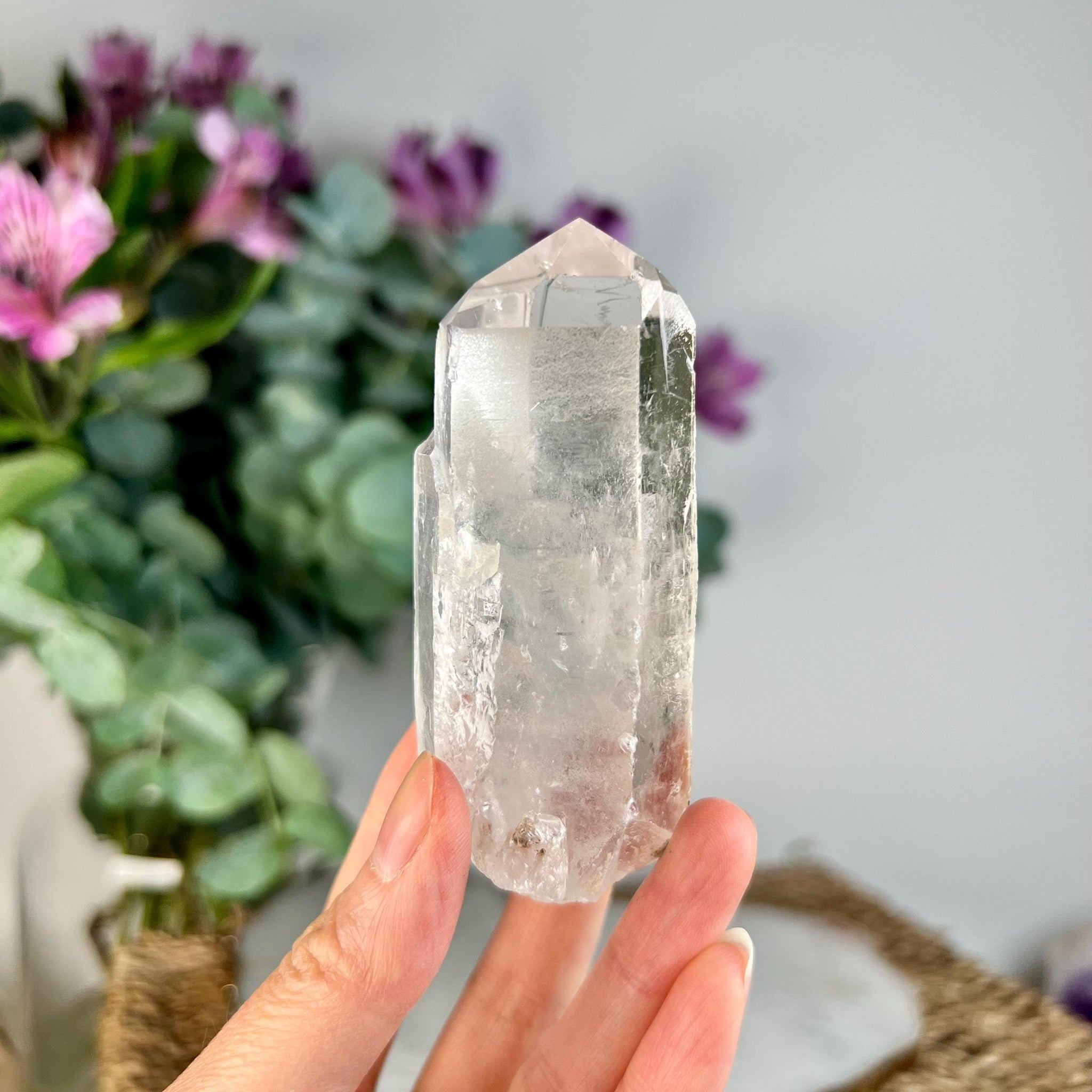 Grade AA Natural Clear Quartz Point with Dolphin Point formation - Unpolished QPC17, 125g