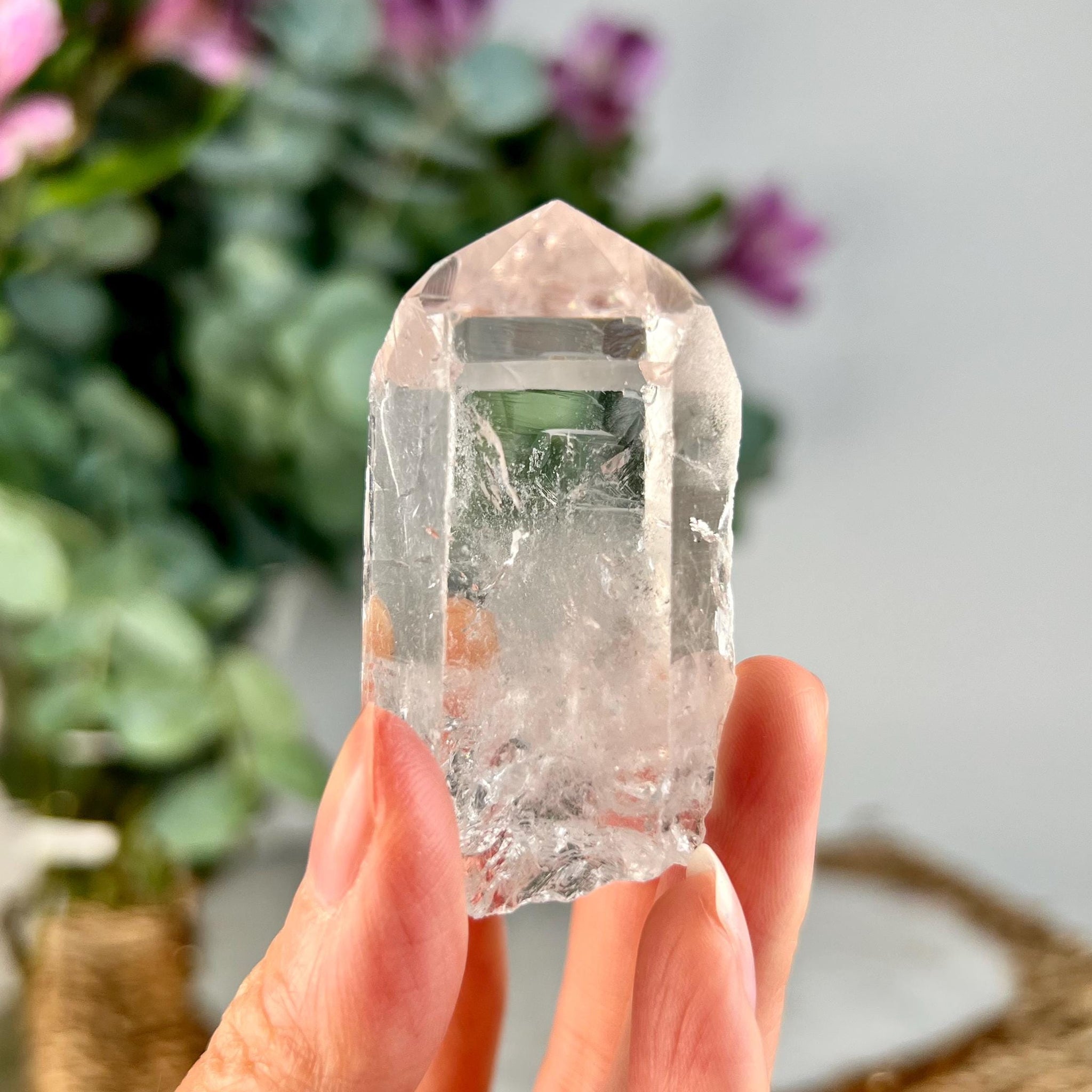 Grade AA Natural Etched Clear Quartz Point - Self-Healed, Master Healer, Clarity and Resilience QPC37, 60g
