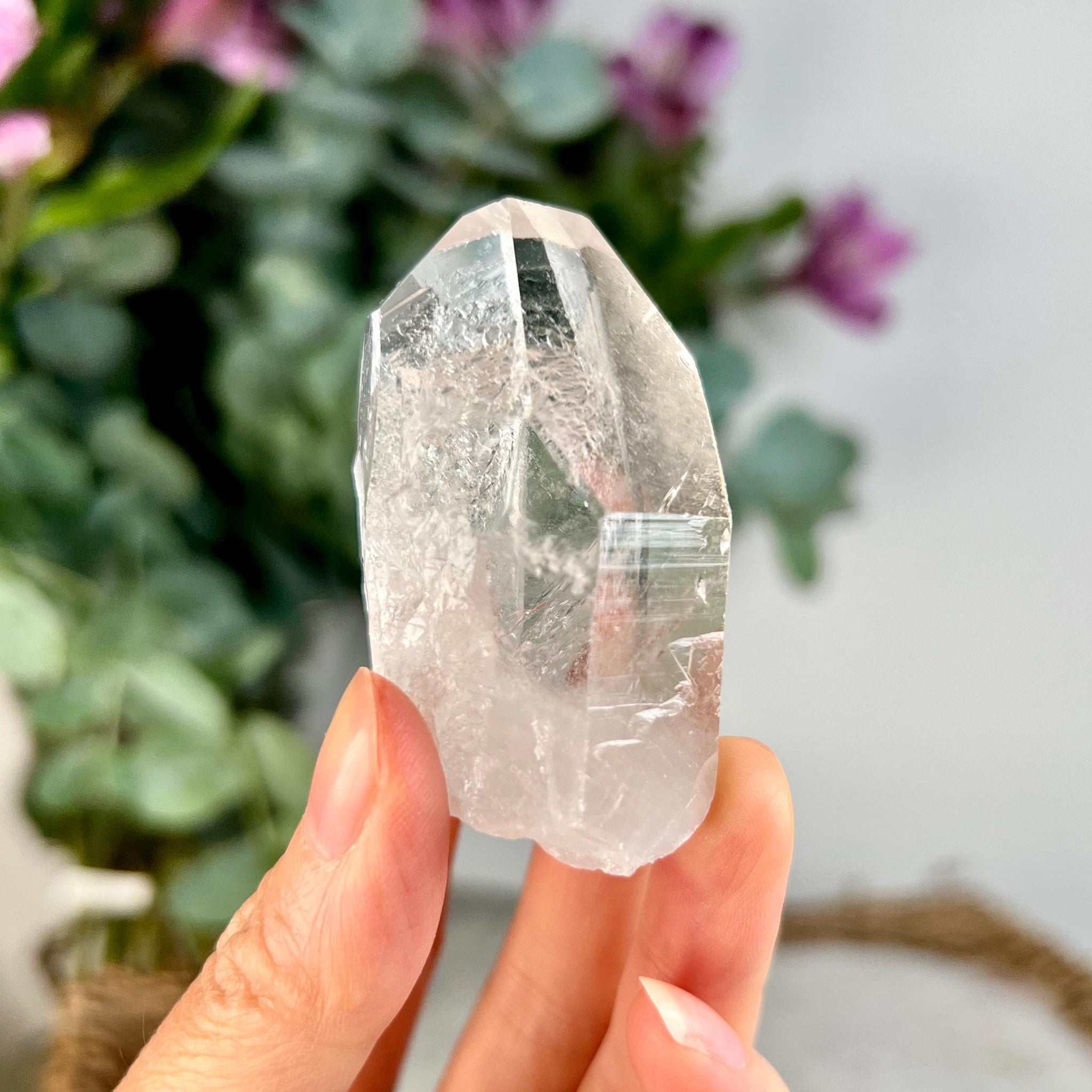 Grade AA Natural Etched Clear Quartz Point - Self-Healed, Master Healer, Clarity and Resilience QPC38, 67g