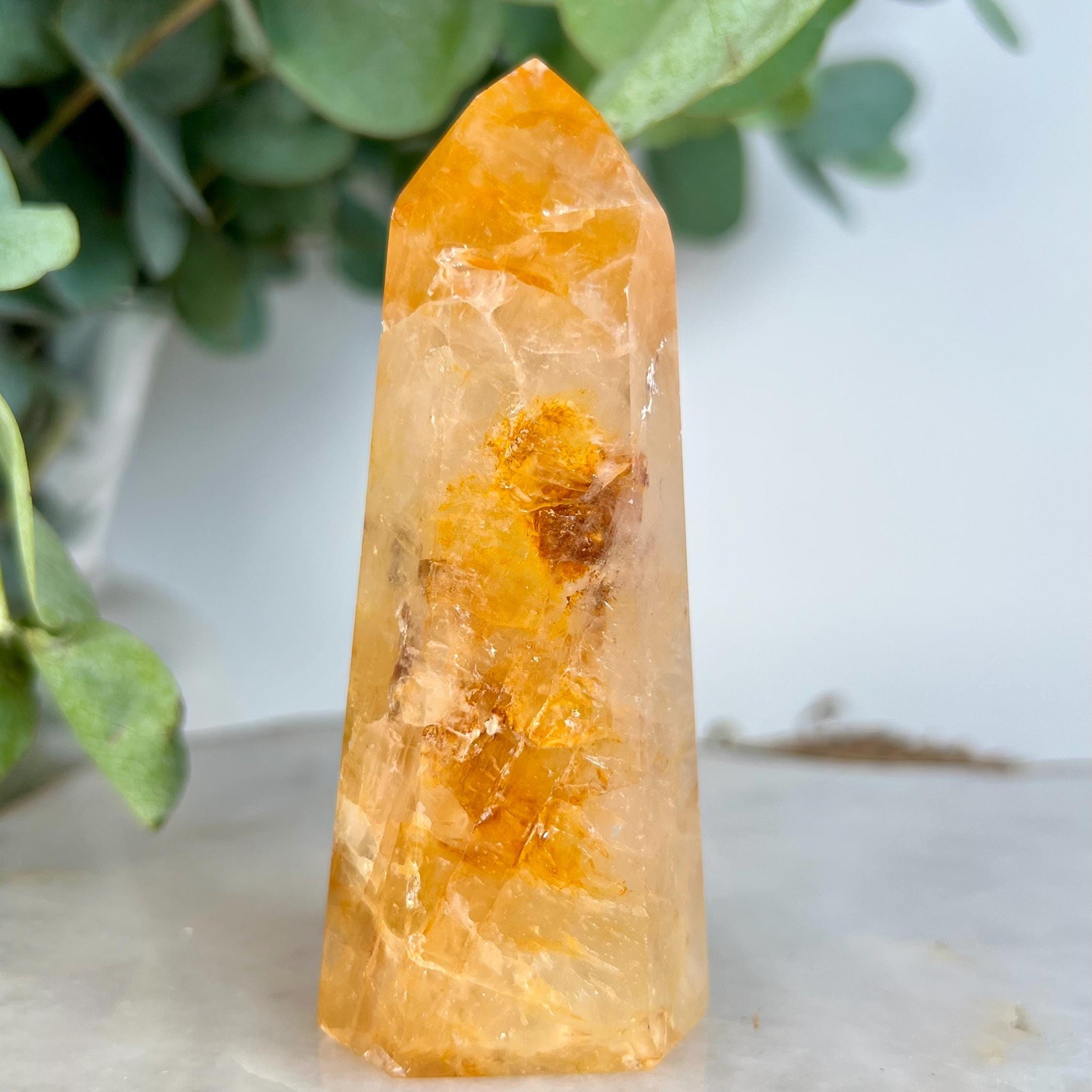 Grade AA Golden Healer Tower - Natural Hematoid Quartz for Ultimate Healing, Abundance, and High Energy Frequency GHC47, 147g