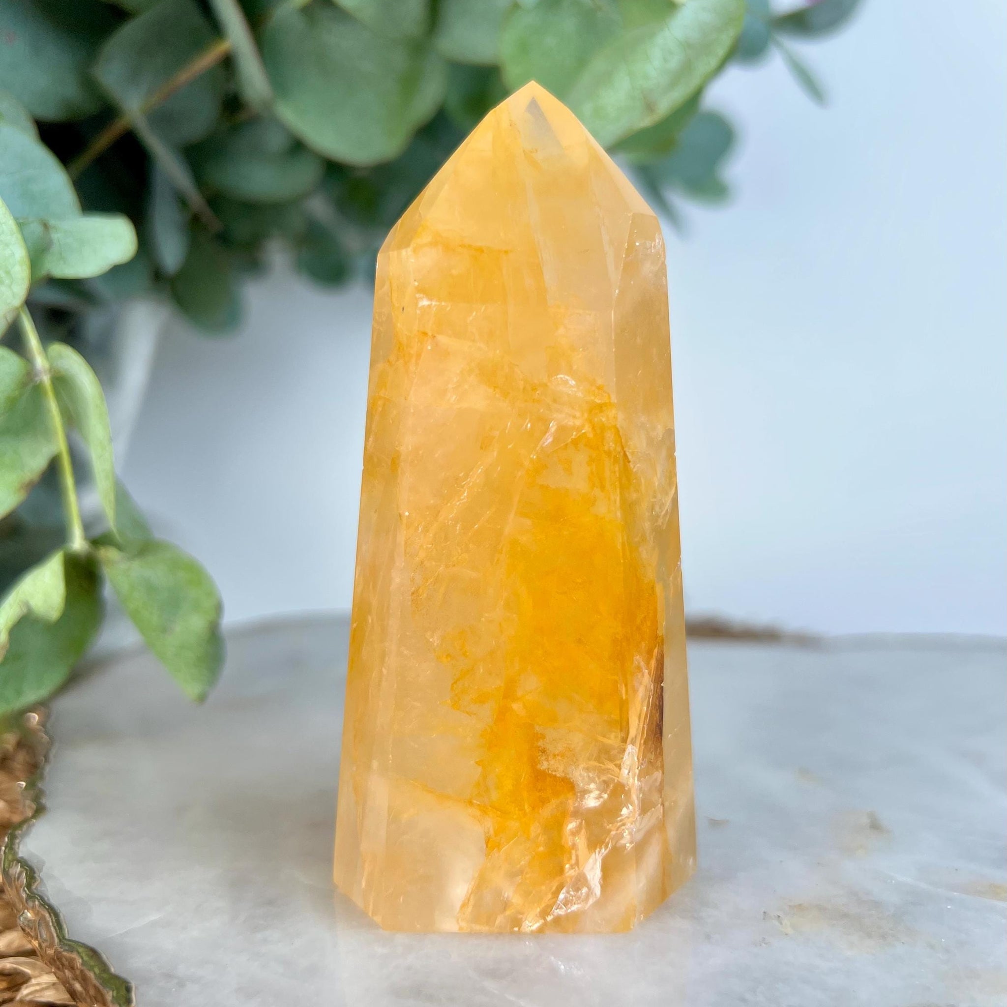 Grade AA+ Golden Healer Tower - Natural Hematoid Quartz for Ultimate Healing, Abundance, and High Energy Frequency GHC48, 157g