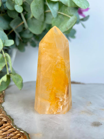 Grade AA+ Golden Healer Tower - Natural Hematoid Quartz for Ultimate Healing, Abundance, and High Energy Frequency GHC48, 157g