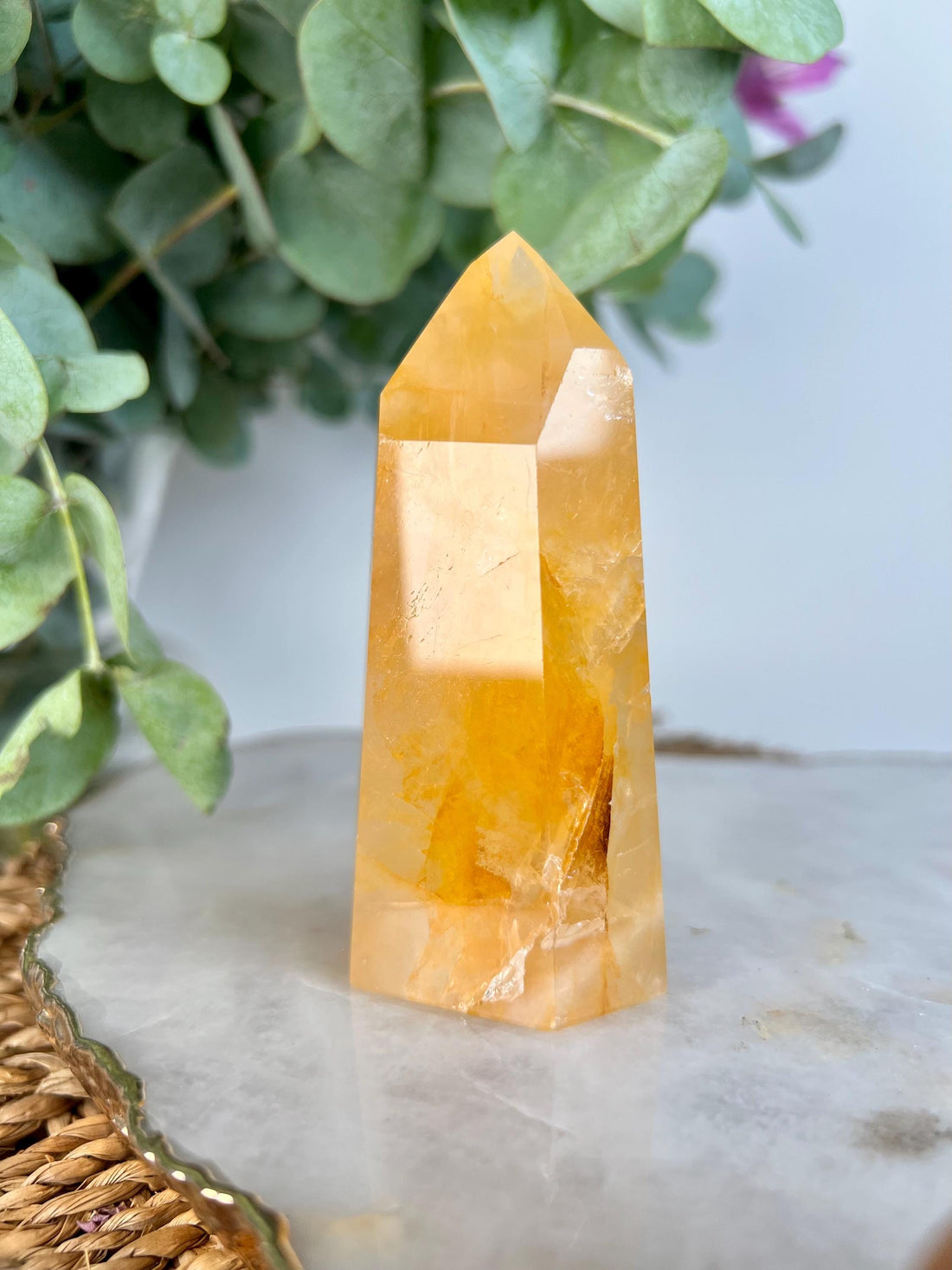 Grade AA+ Golden Healer Tower - Natural Hematoid Quartz for Ultimate Healing, Abundance, and High Energy Frequency GHC48, 157g