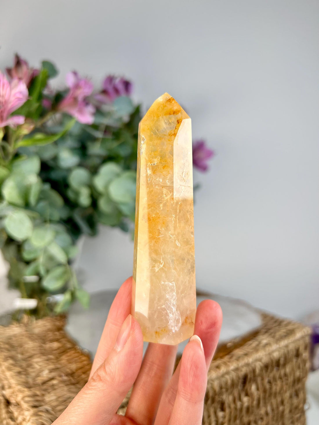 Grade AAA Golden Healer Tower - Natural Hematoid Quartz for Ultimate Healing, Abundance, and High Energy Frequency GHC51, 115g