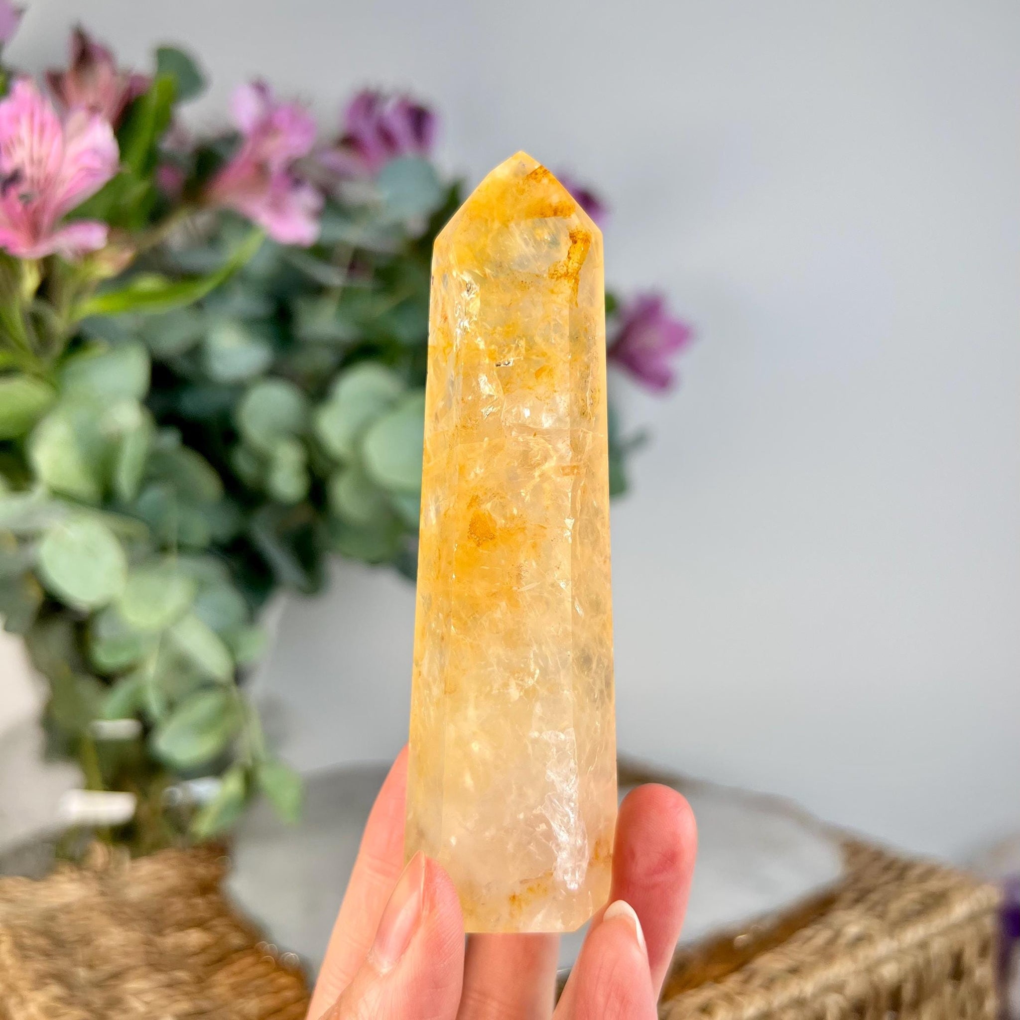 Grade AAA Golden Healer Tower - Natural Hematoid Quartz for Ultimate Healing, Abundance, and High Energy Frequency GHC51, 115g