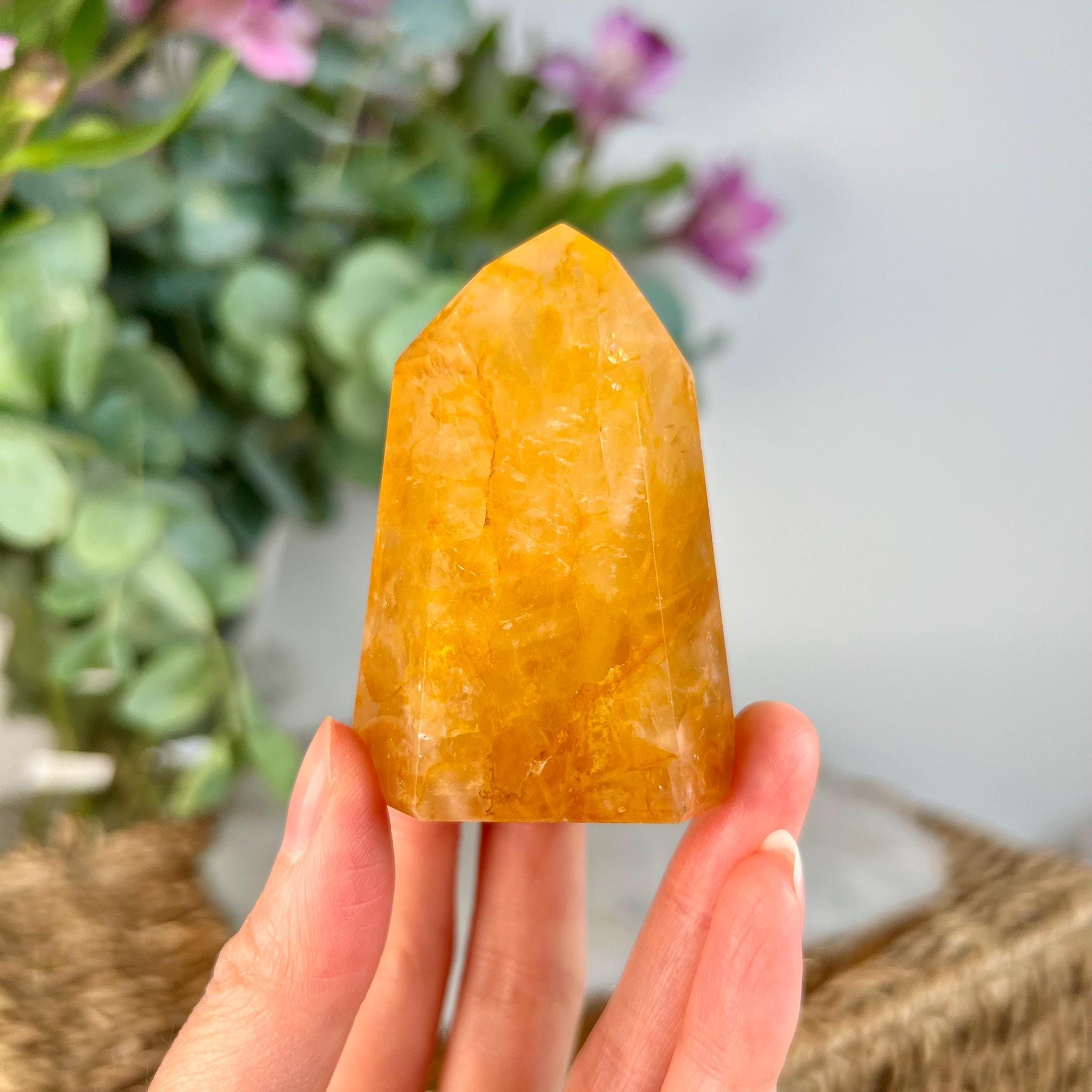 Grade AAA Golden Healer Tower - Natural Hematoid Quartz for Ultimate Healing, Abundance, and High Energy Frequency GHC52, 118g