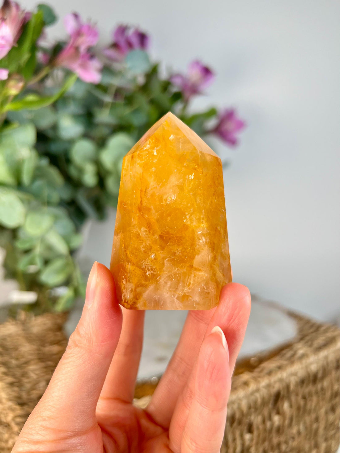 Grade AAA Golden Healer Tower - Natural Hematoid Quartz for Ultimate Healing, Abundance, and High Energy Frequency GHC52, 118g
