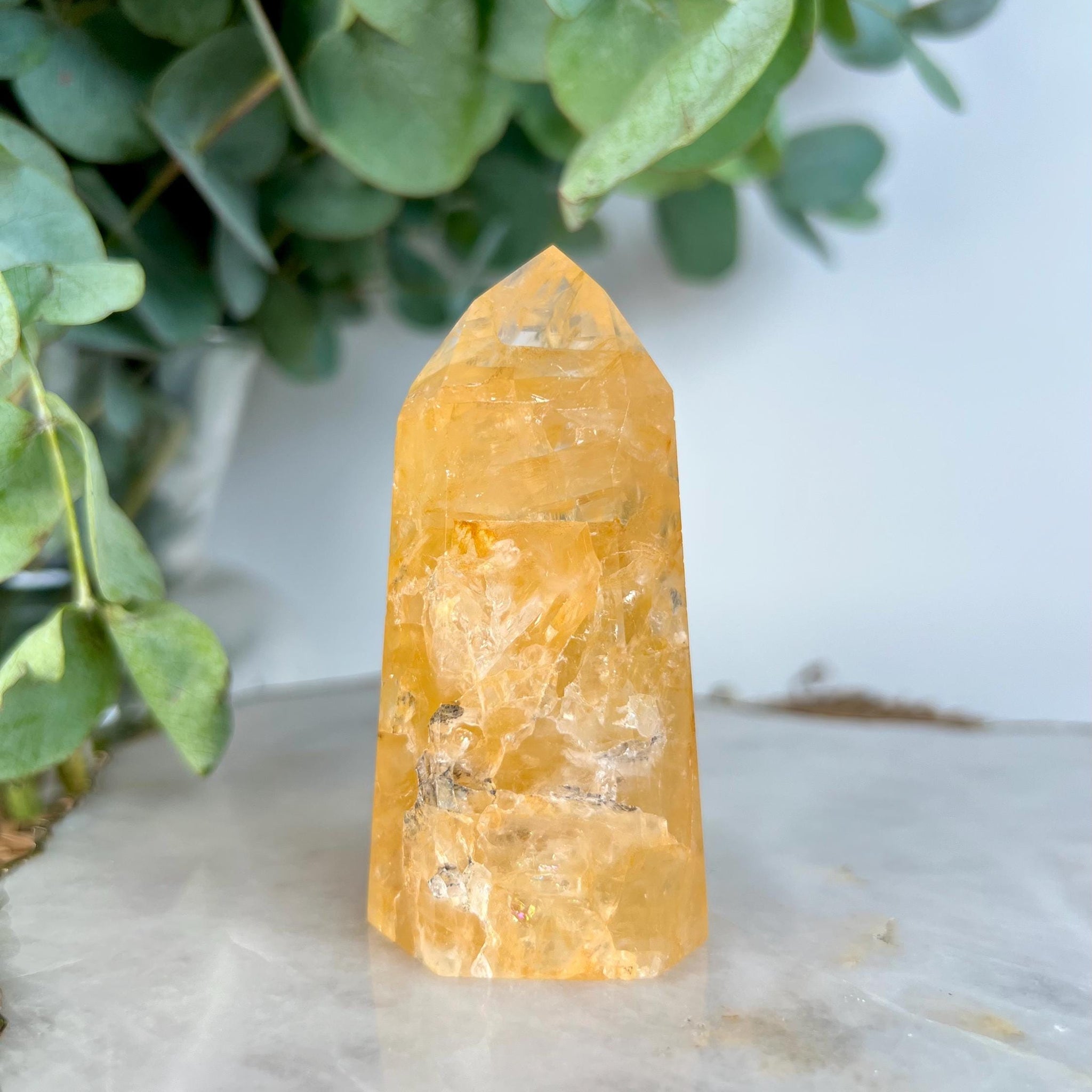 Grade AA Golden Healer Tower - Natural Hematoid Quartz for Ultimate Healing, Abundance, and High Energy Frequency GHC54, 120g